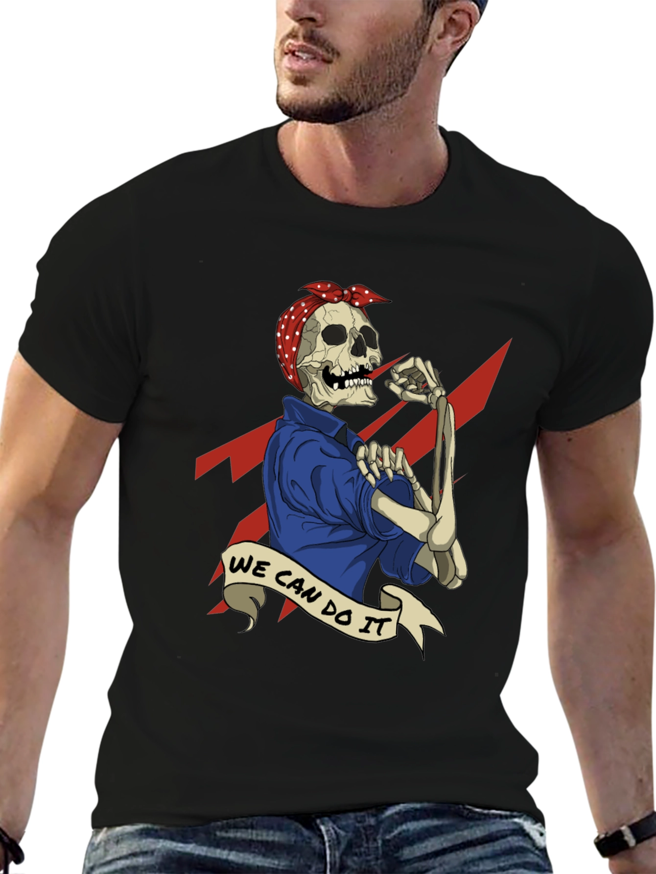 We Can Do It Skeleton Graphic Tee - Black