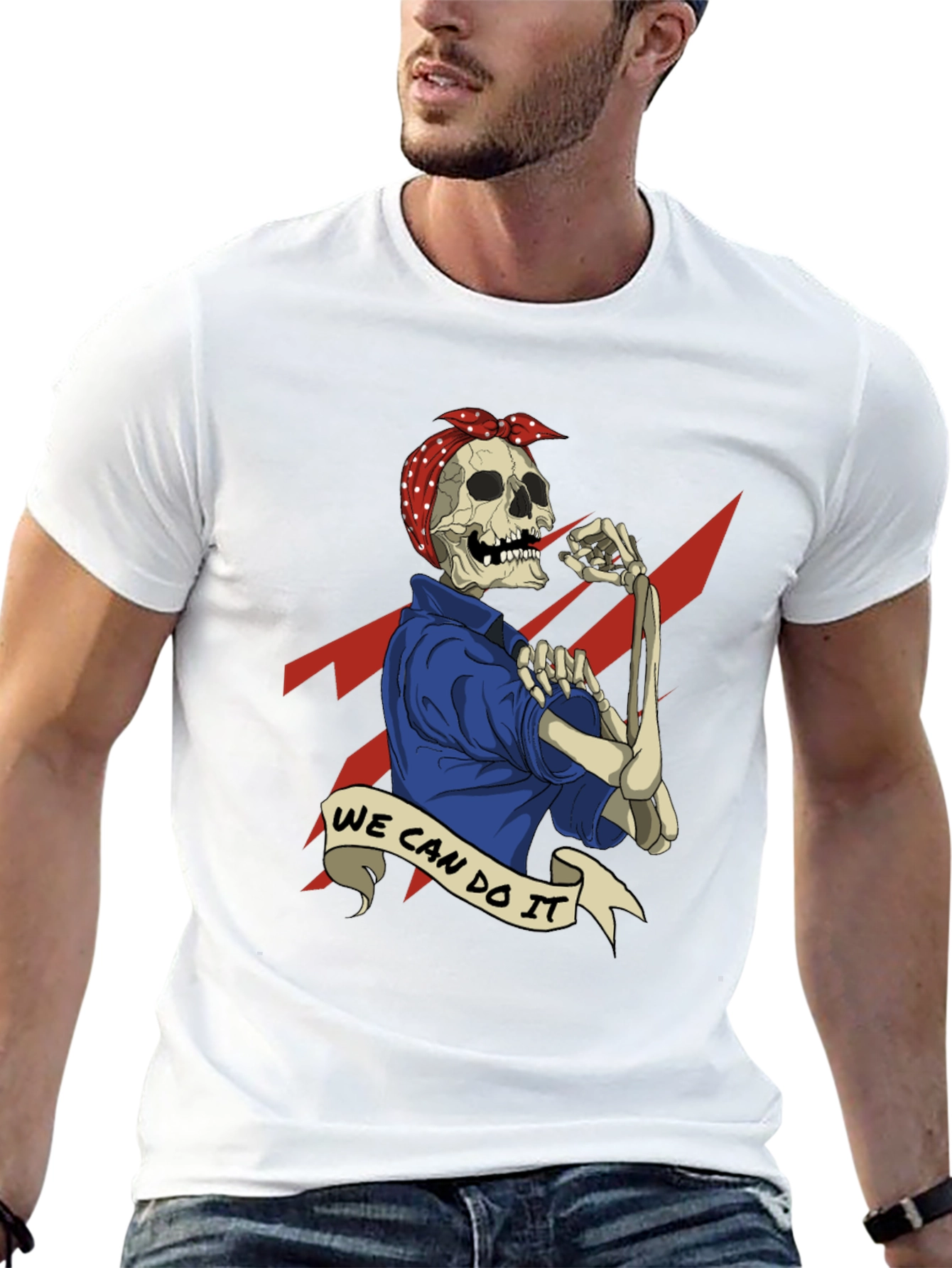 We Can Do It Skeleton Graphic Tee - Black