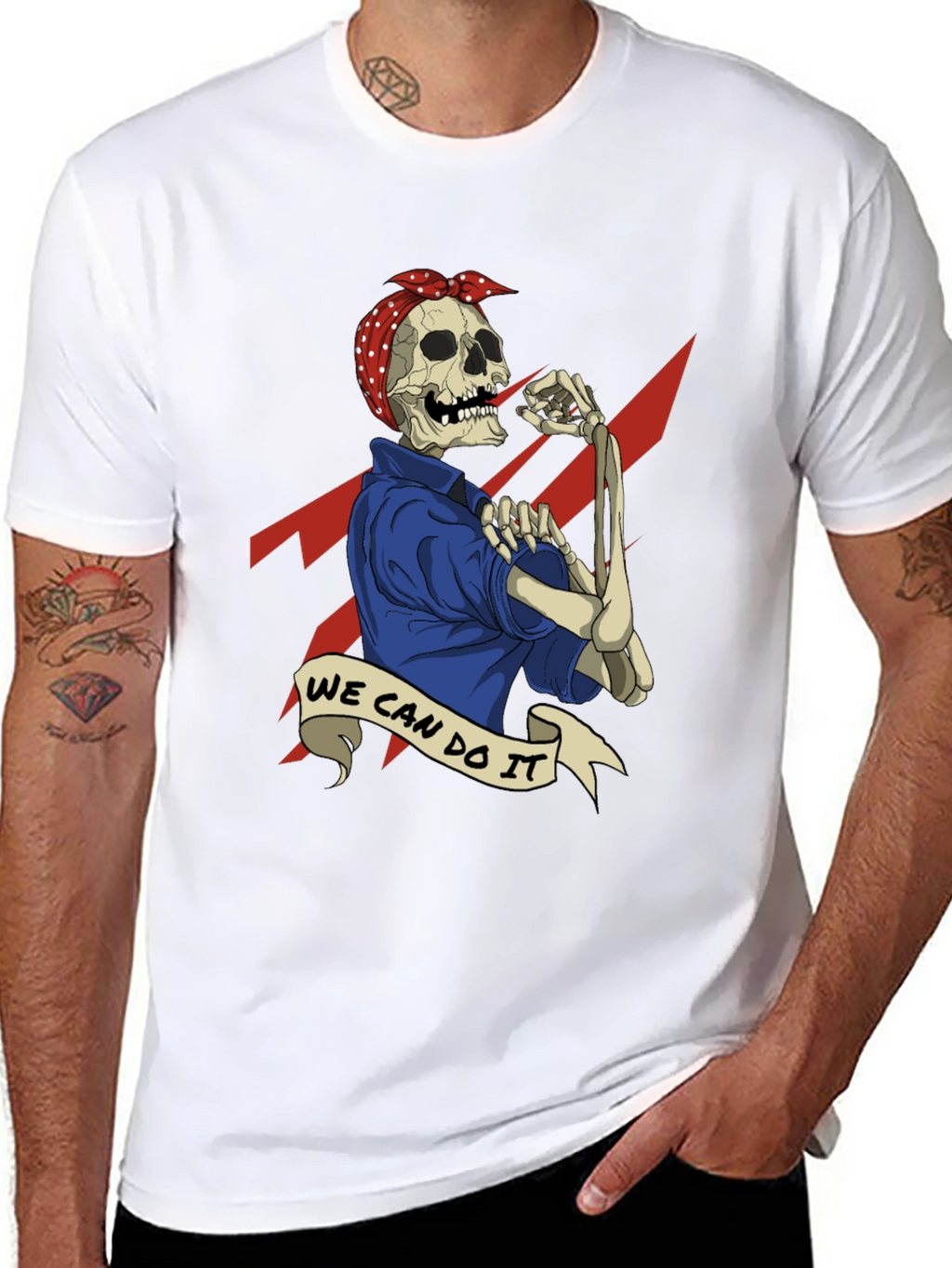 We Can Do It Skeleton Graphic Tee - Black