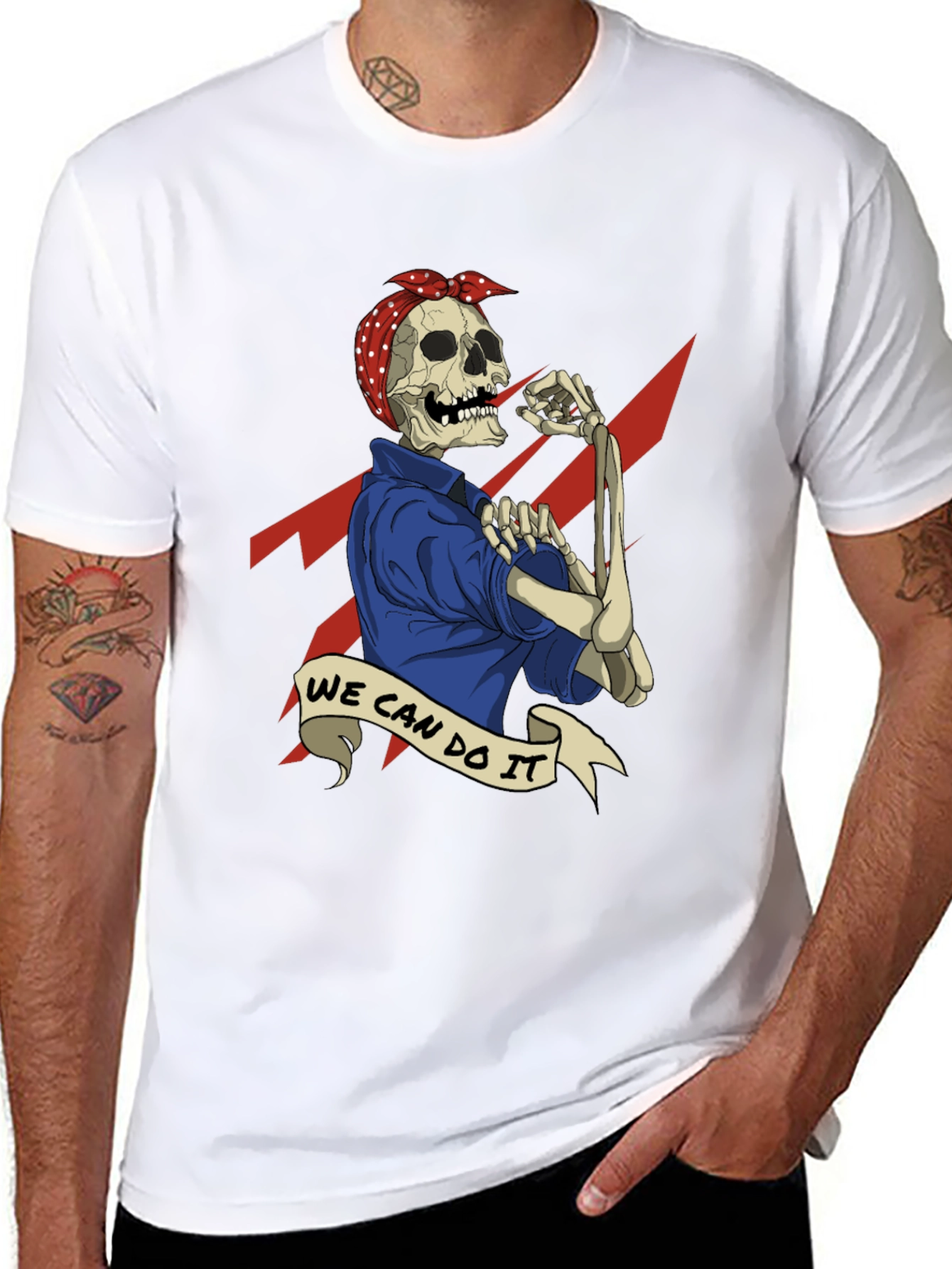 We Can Do It Skeleton Graphic Tee - Black
