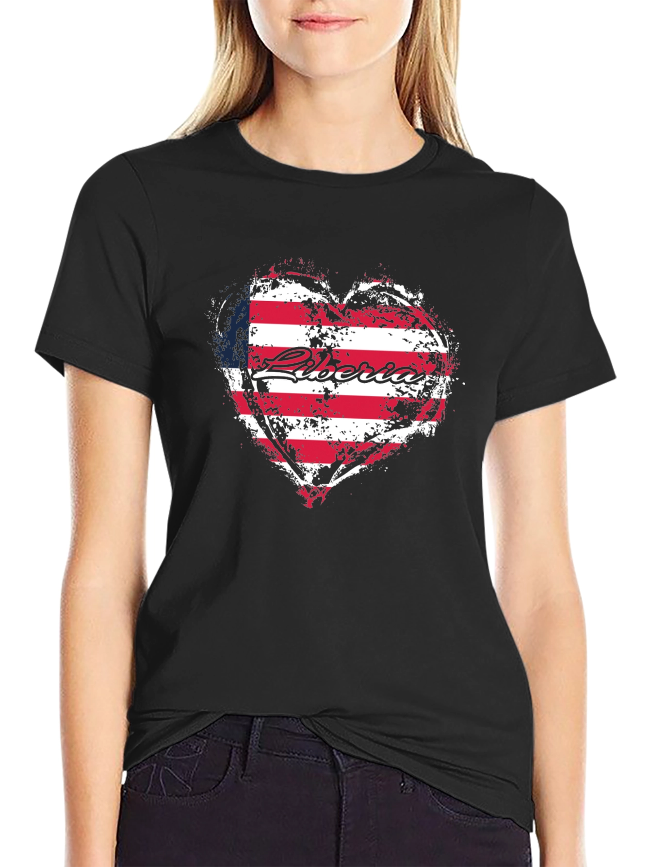 Liberia Flag Heart T-Shirt