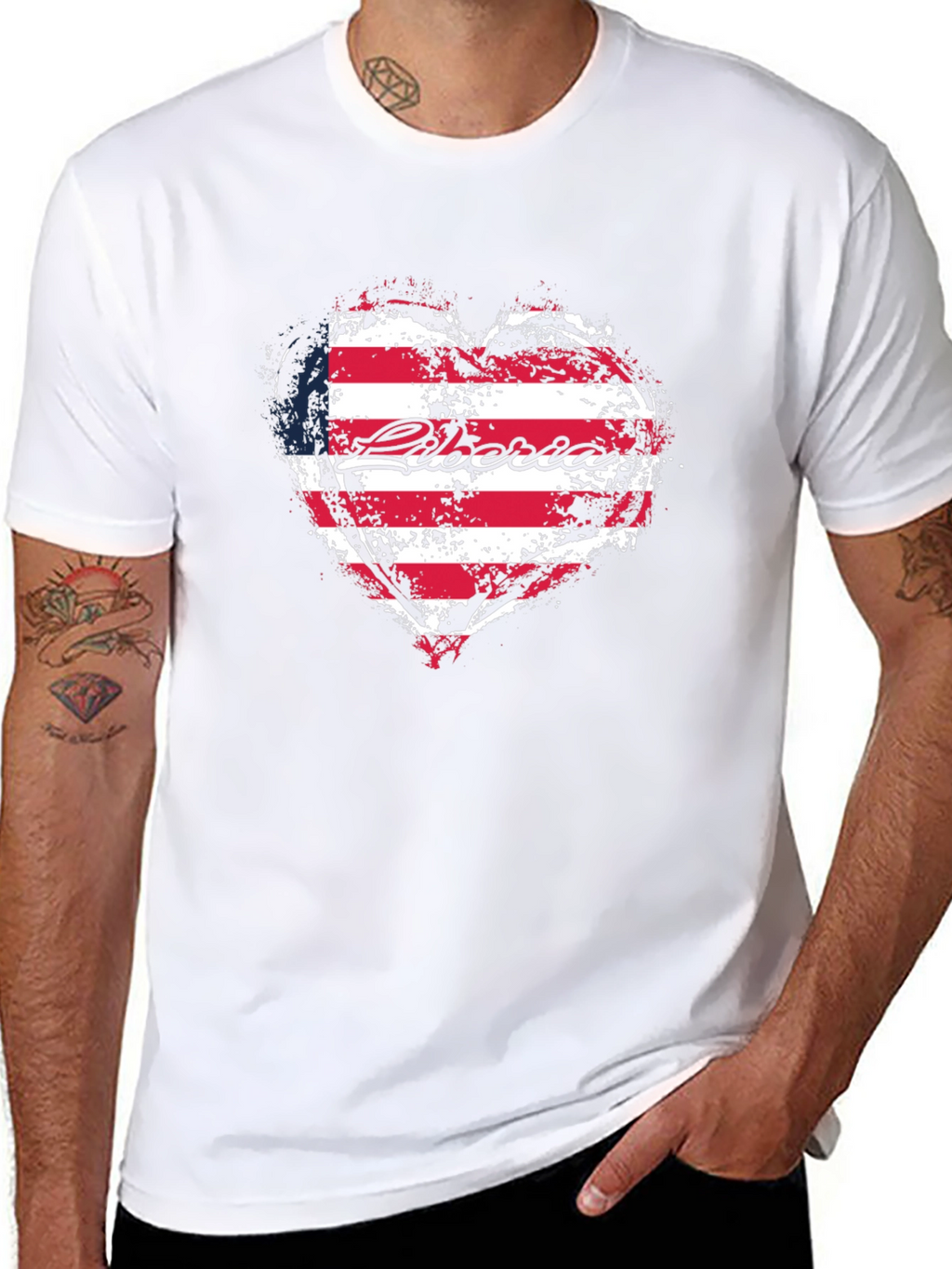 Liberia Flag Heart T-Shirt