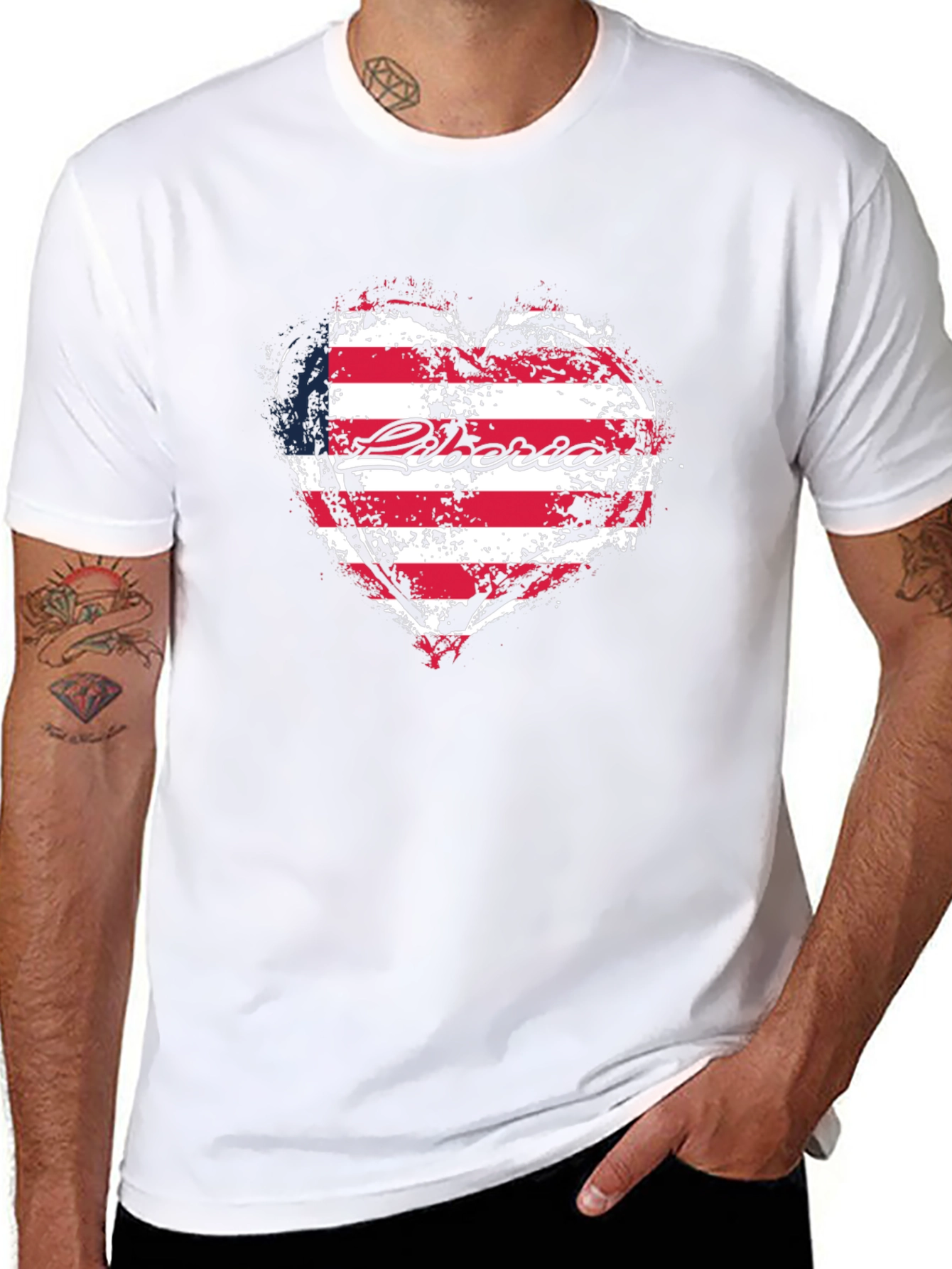 Liberia Flag Heart T-Shirt