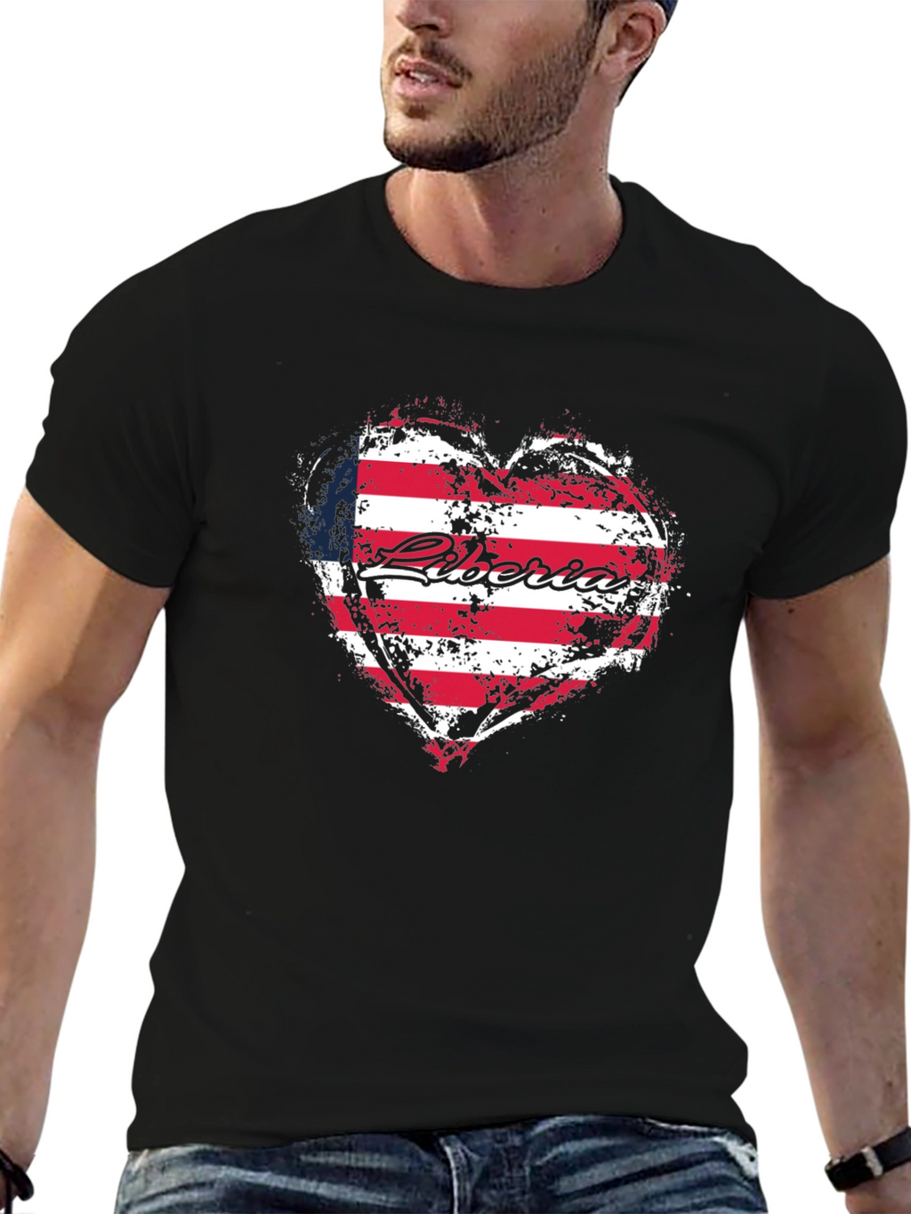 Liberia Flag Heart T-Shirt