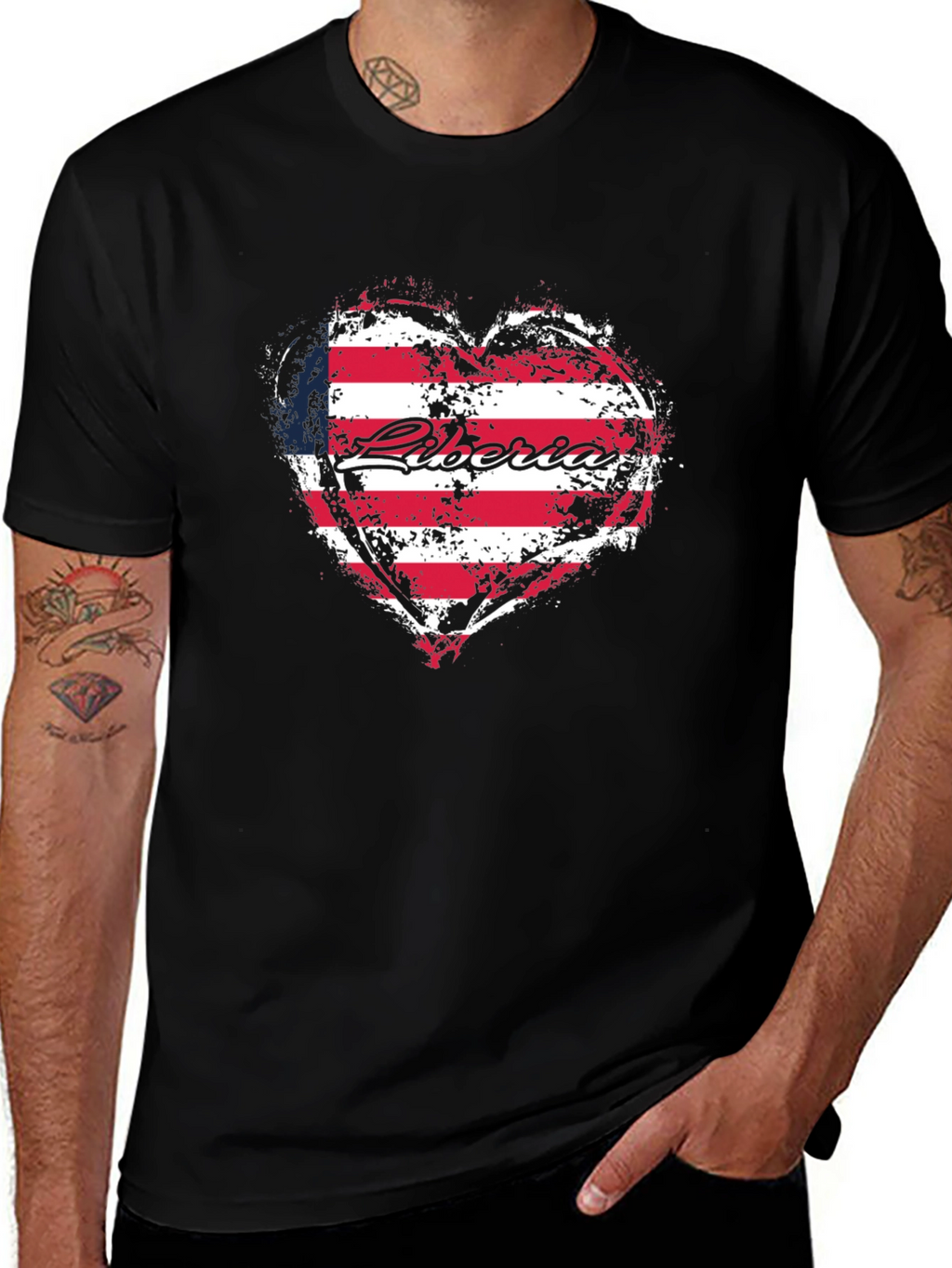 Liberia Flag Heart T-Shirt