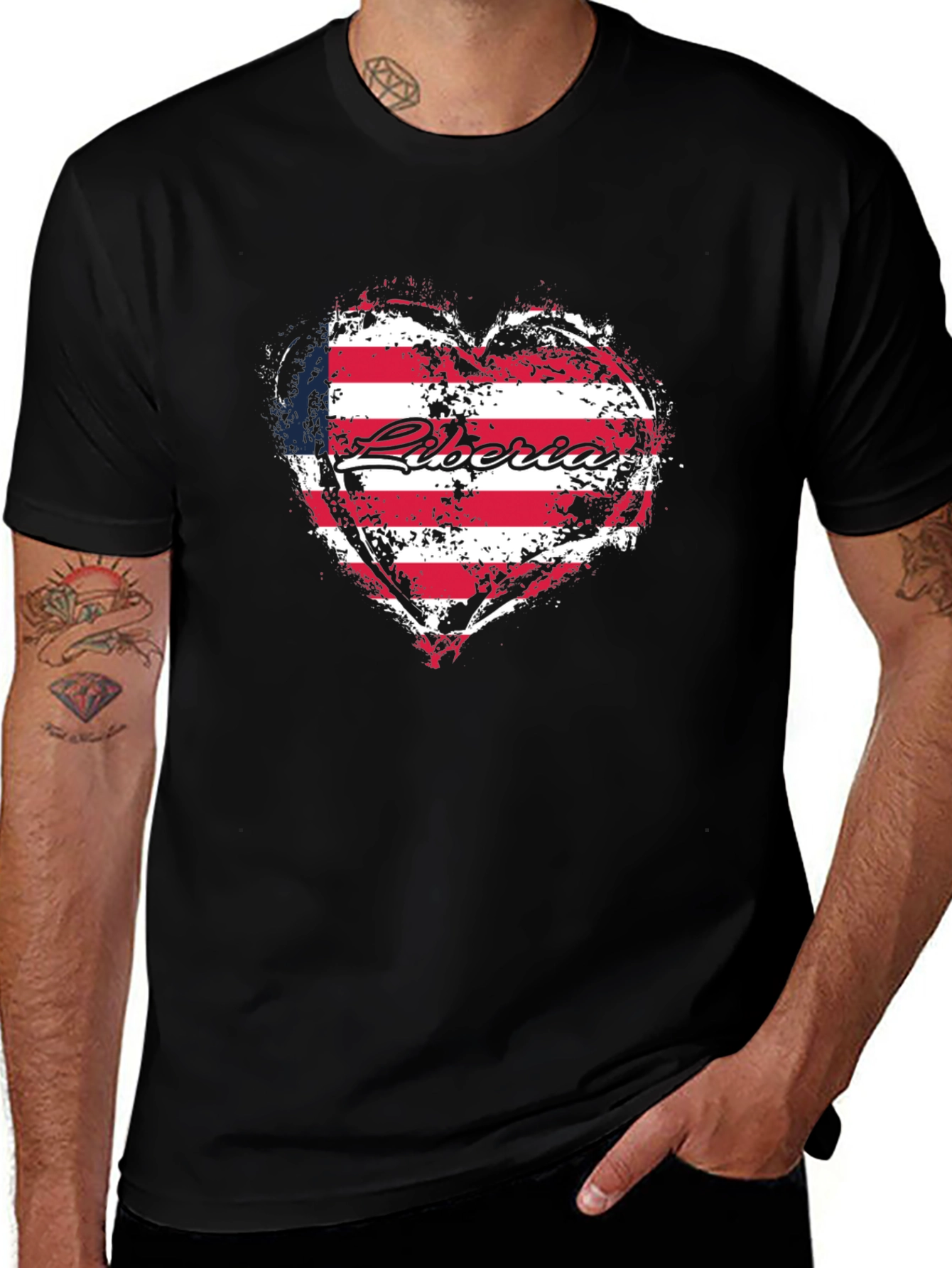 Liberia Flag Heart T-Shirt