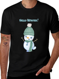 Hello Winter Snowman Tee - Festive Holiday Shirt