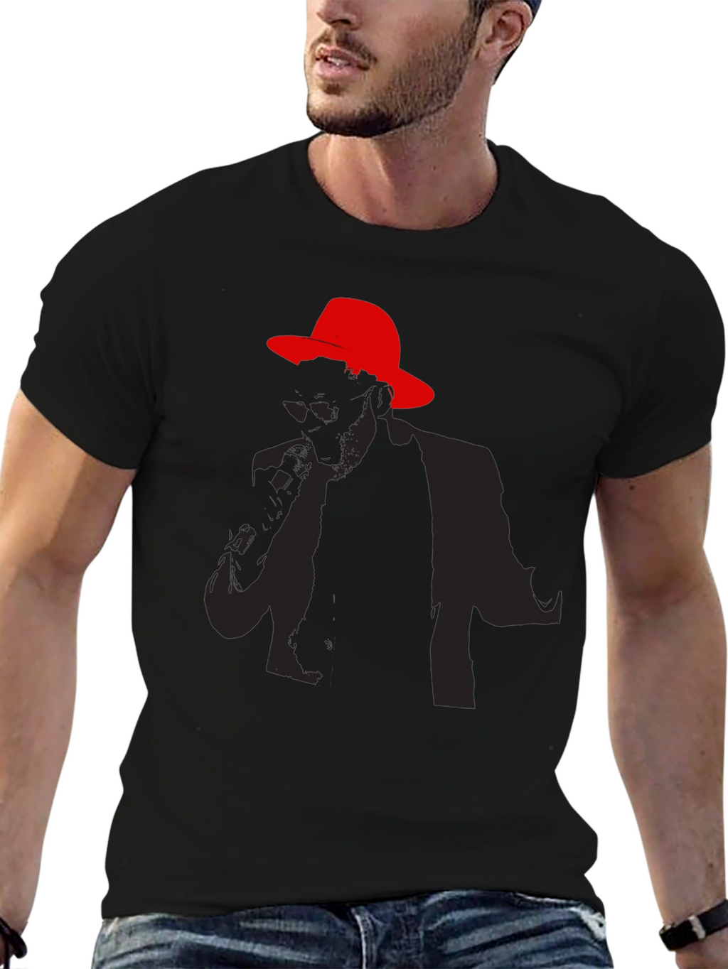 Stylish Silhouette Graphic Tee - Black