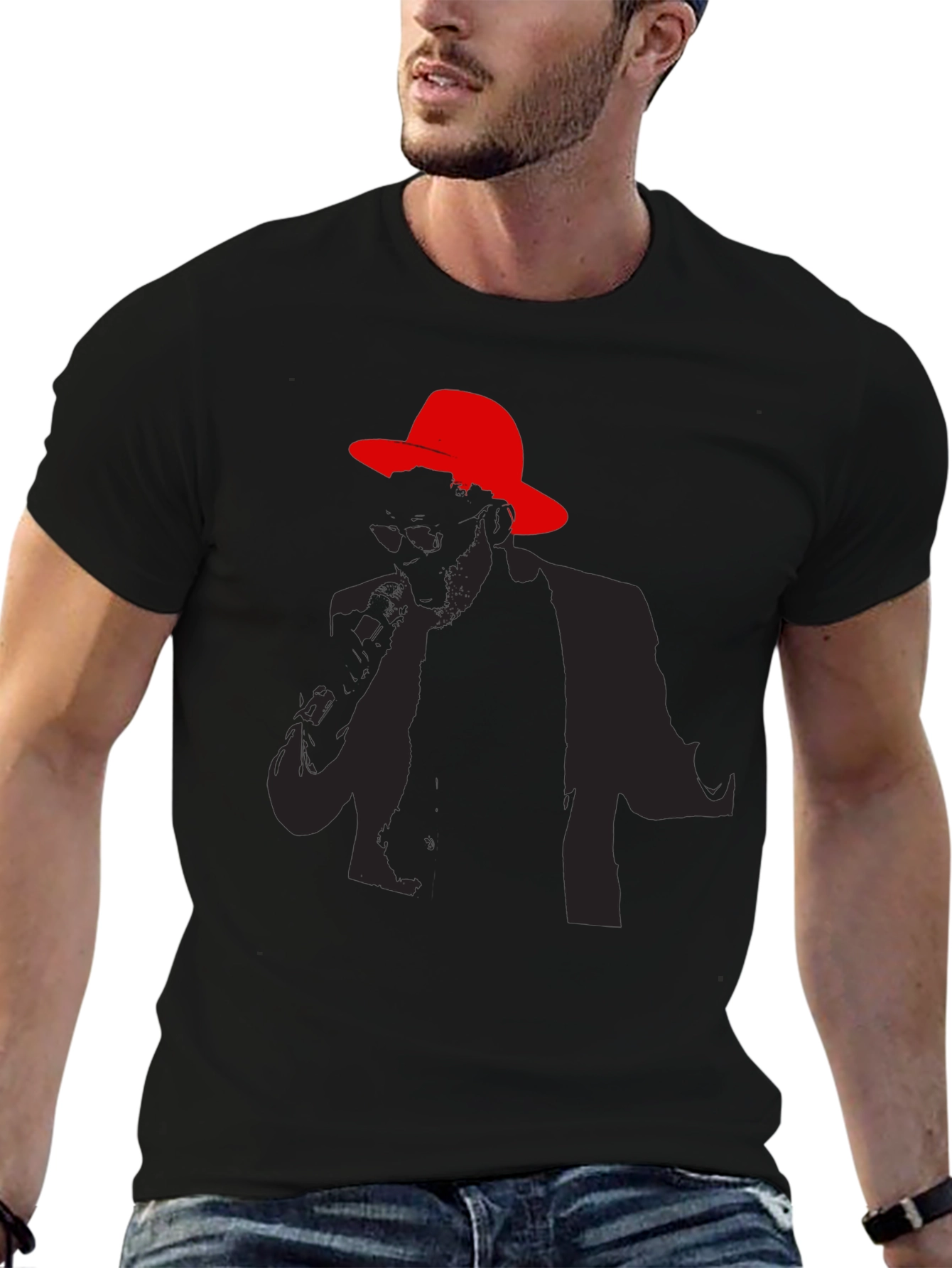 Stylish Silhouette Graphic Tee - Black
