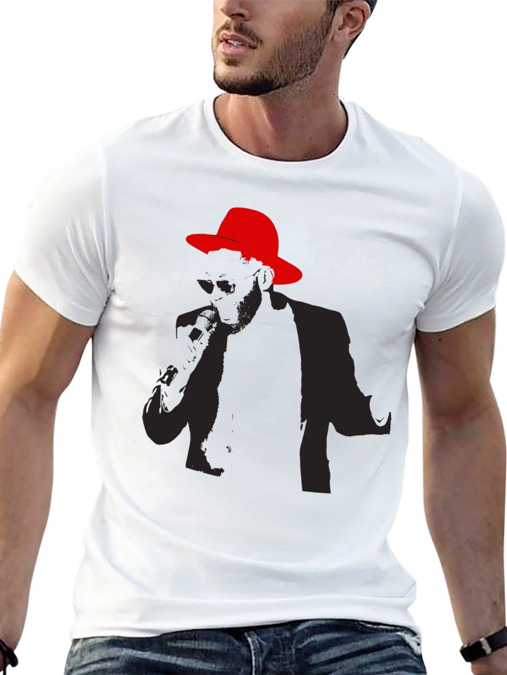 Stylish Silhouette Graphic Tee - Black