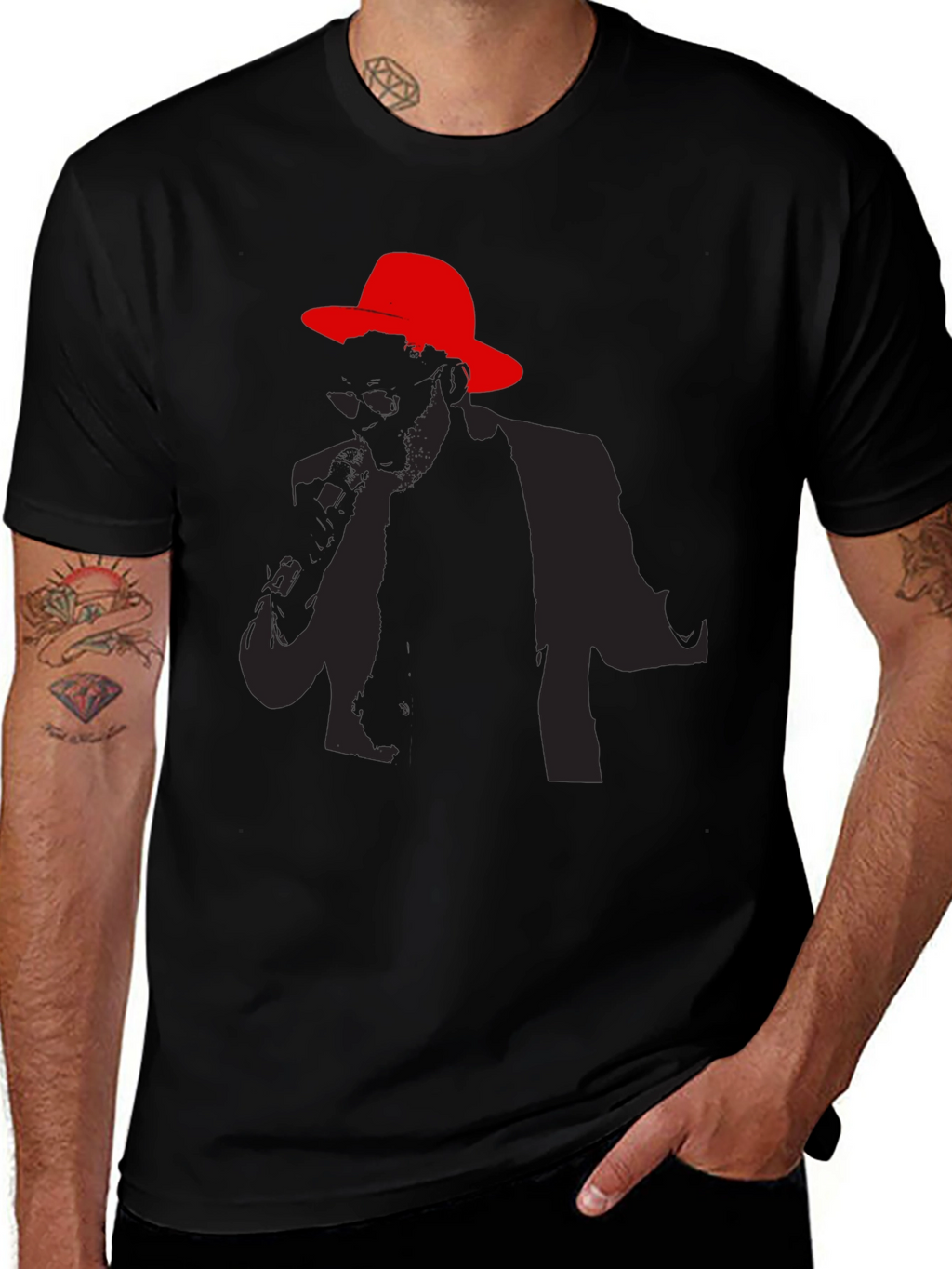 Stylish Silhouette Graphic Tee - Black