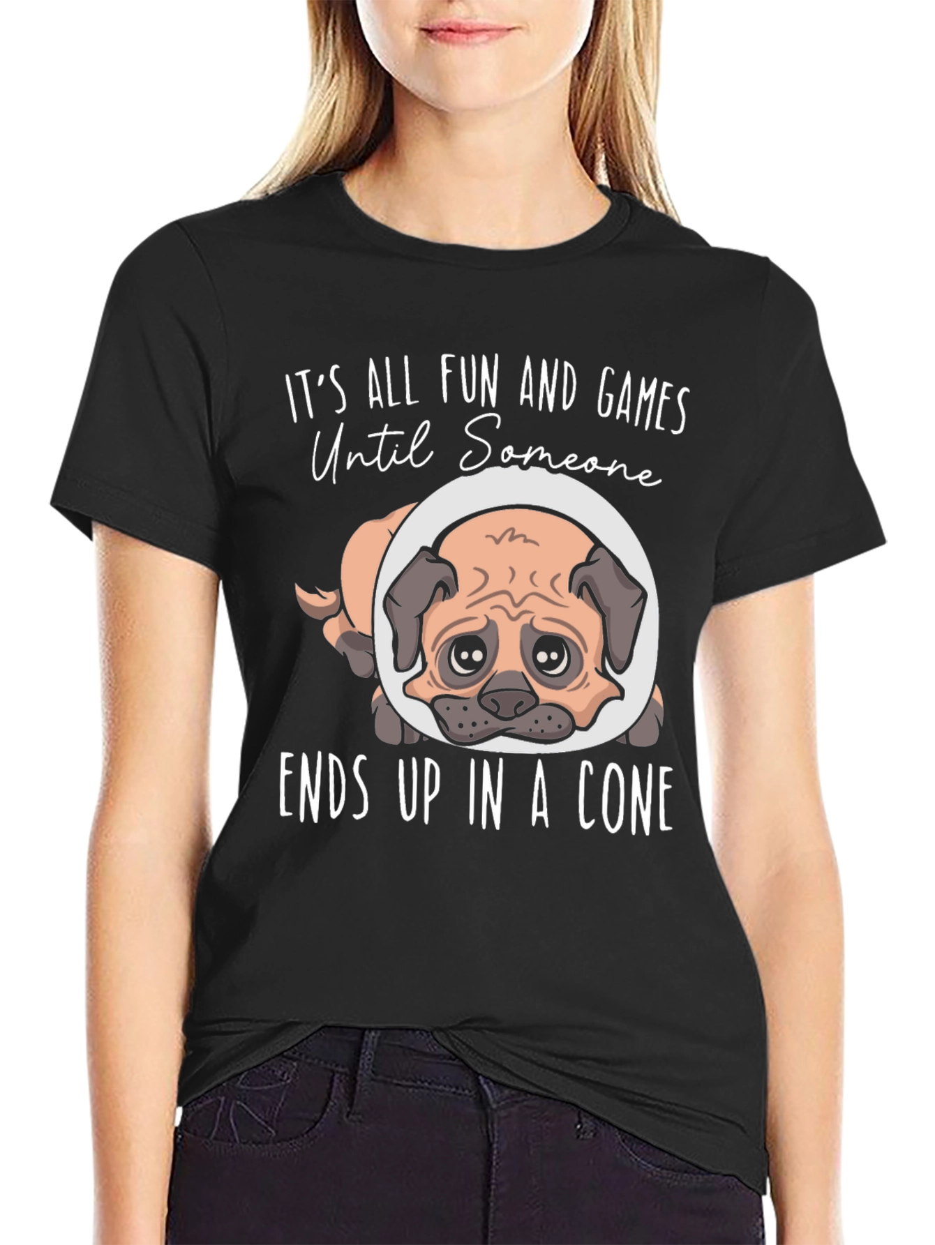 Fun and Games Pug Dog Cone T-Shirt