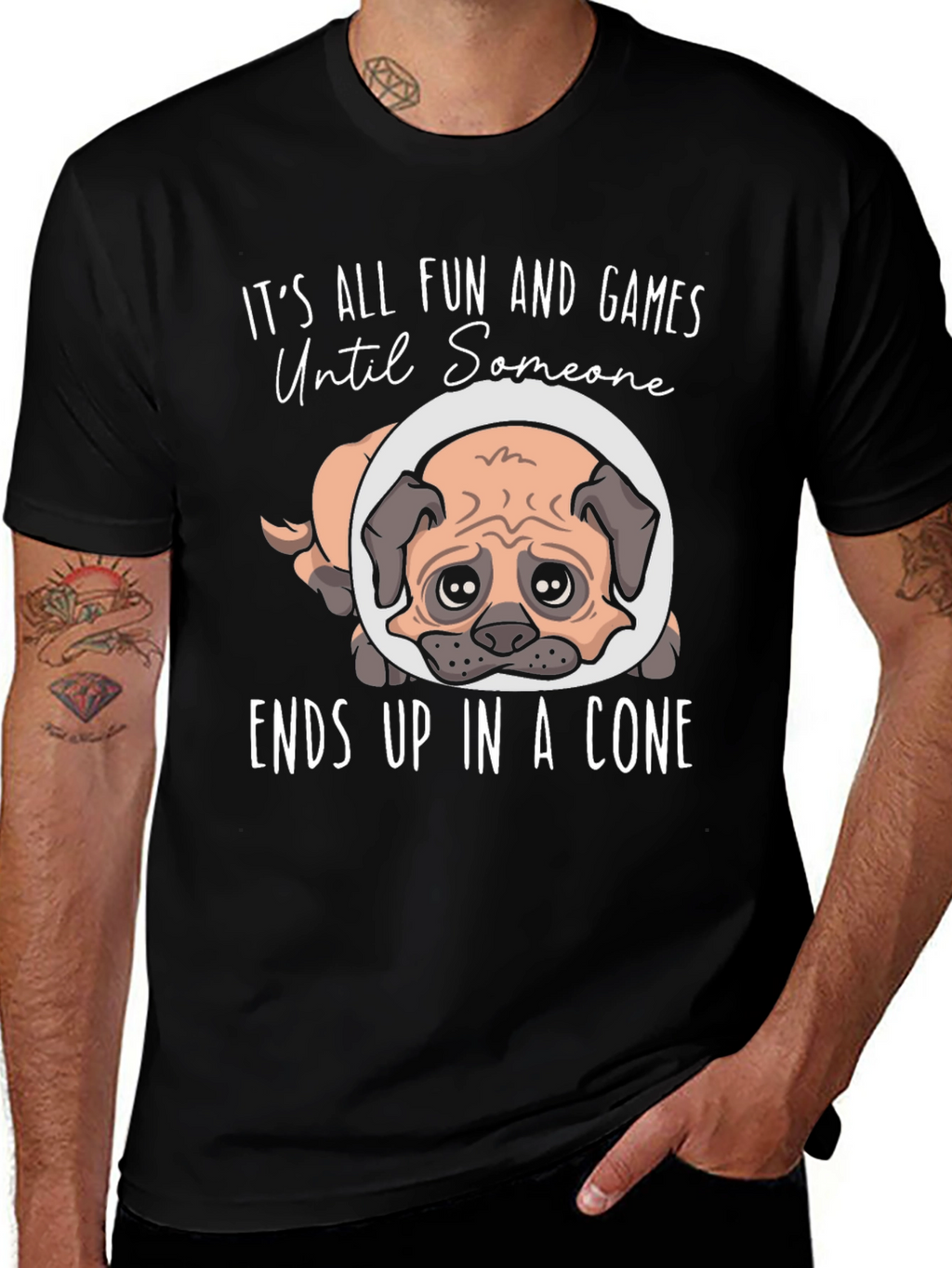 Fun and Games Pug Dog Cone T-Shirt