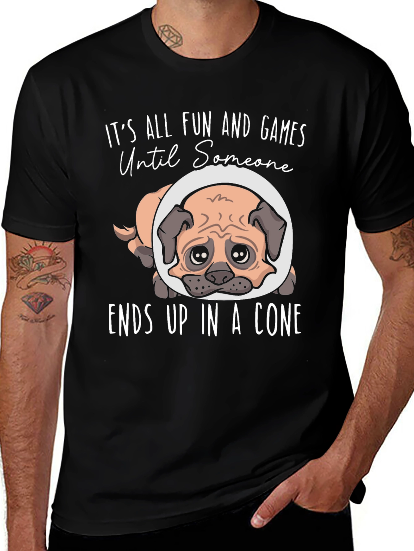 Fun and Games Pug Dog Cone T-Shirt