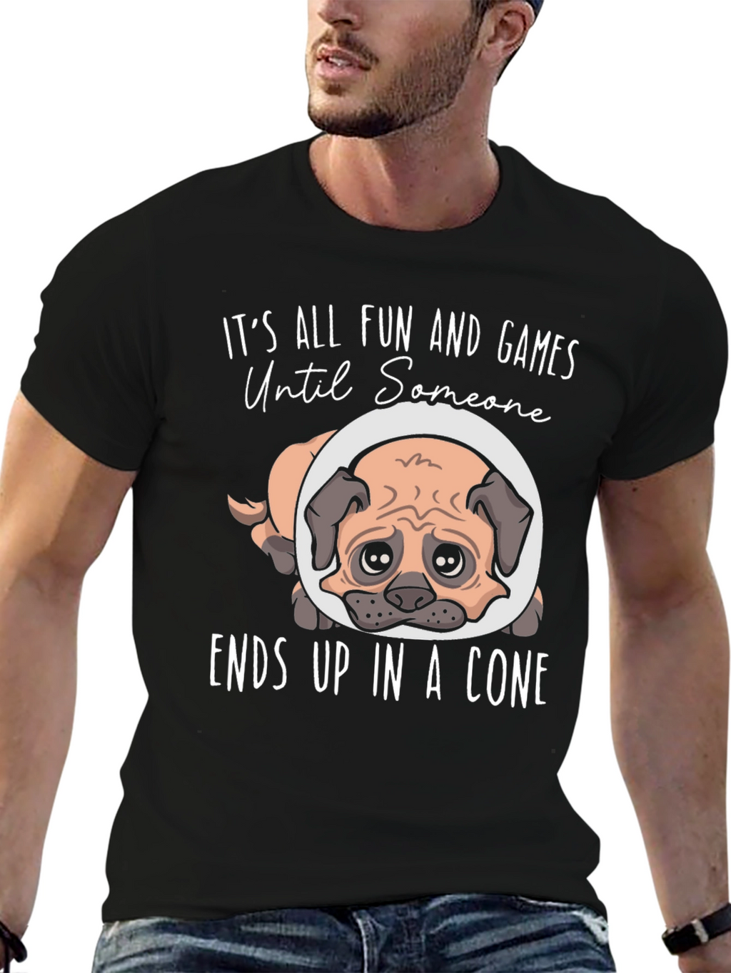 Fun and Games Pug Dog Cone T-Shirt