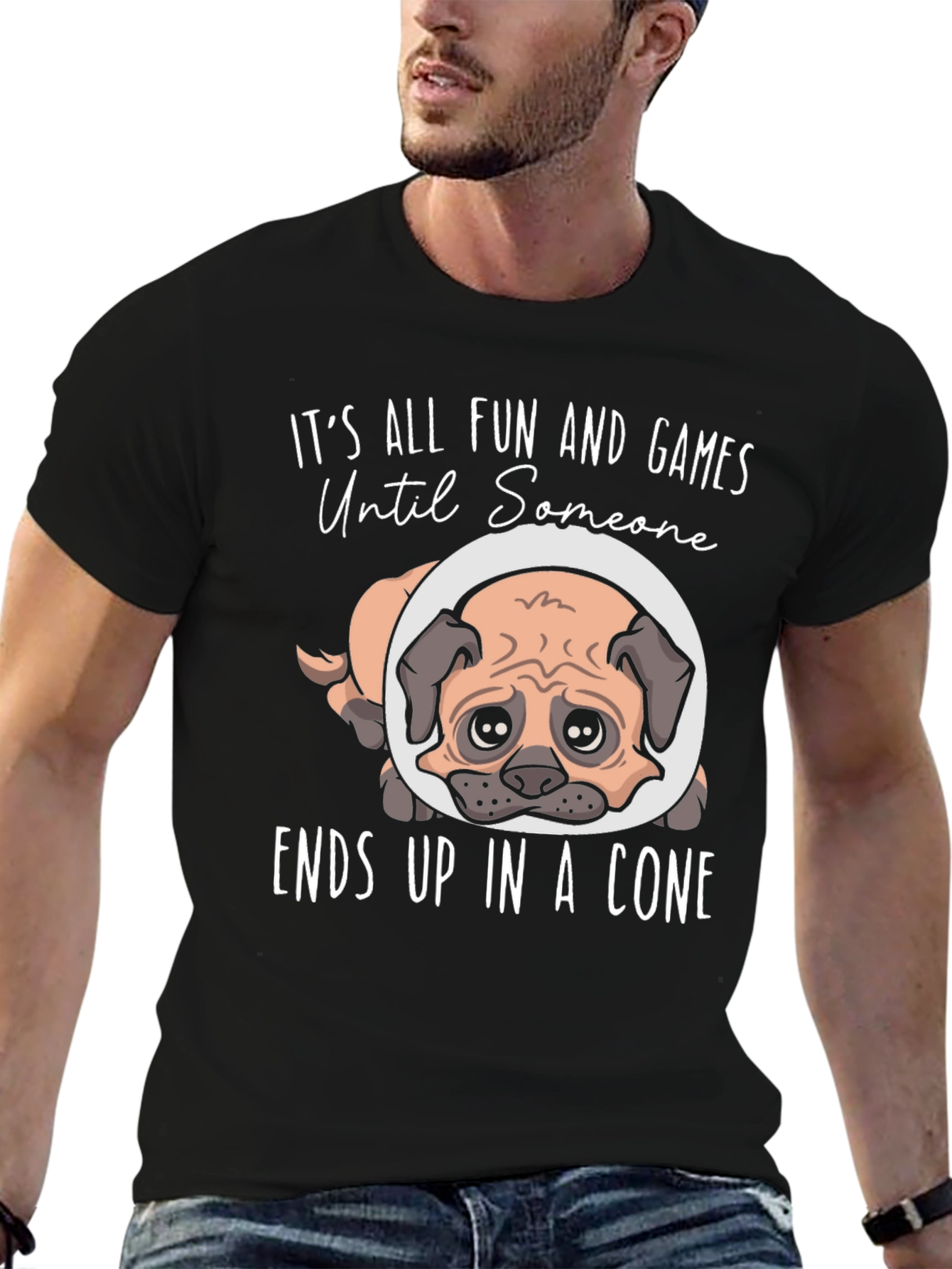 Fun and Games Pug Dog Cone T-Shirt