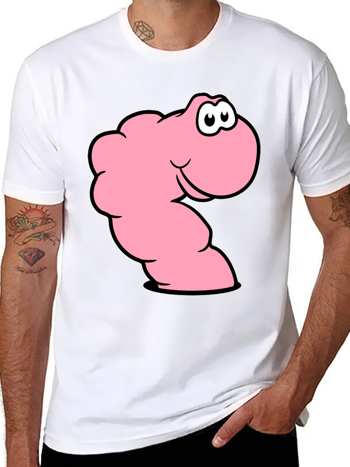 Funny Worm Graphic T-Shirt - Black Cotton Tee