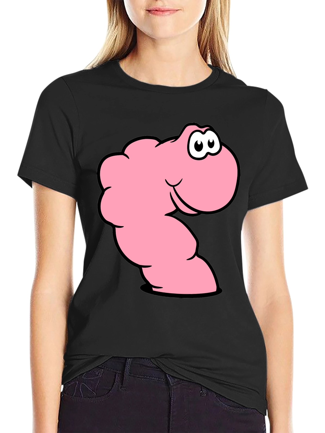 Funny Worm Graphic T-Shirt - Black Cotton Tee