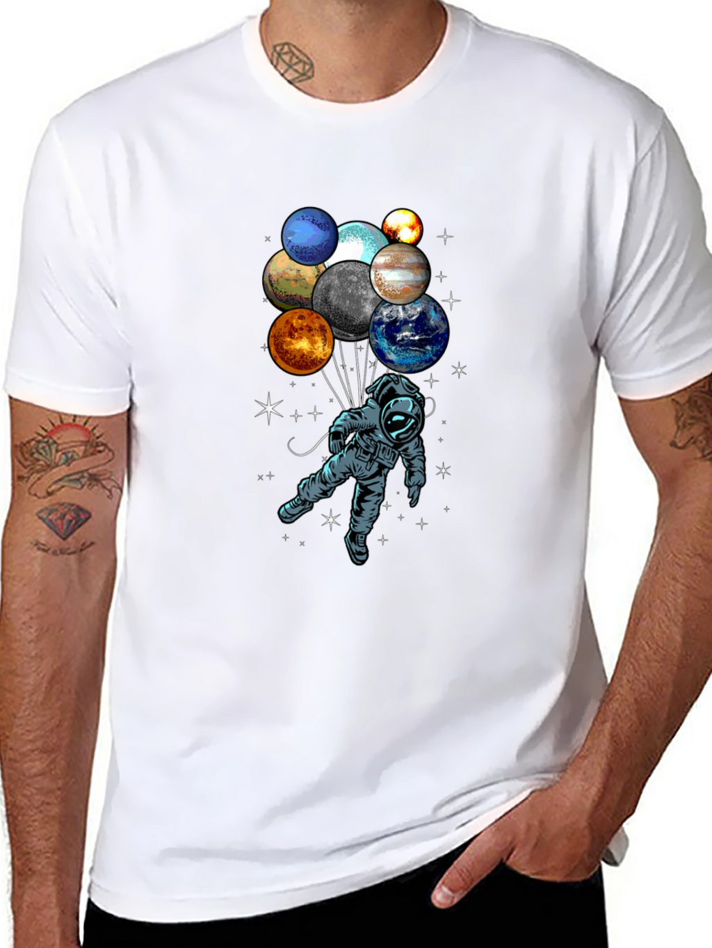 Astronaut Galaxy Planet Balloon T-Shirt