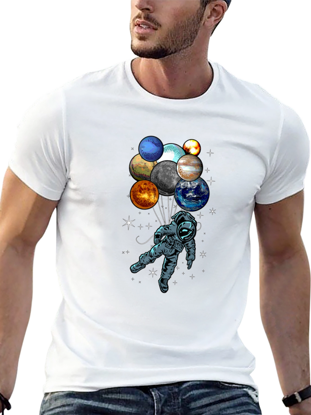 Astronaut Galaxy Planet Balloon T-Shirt