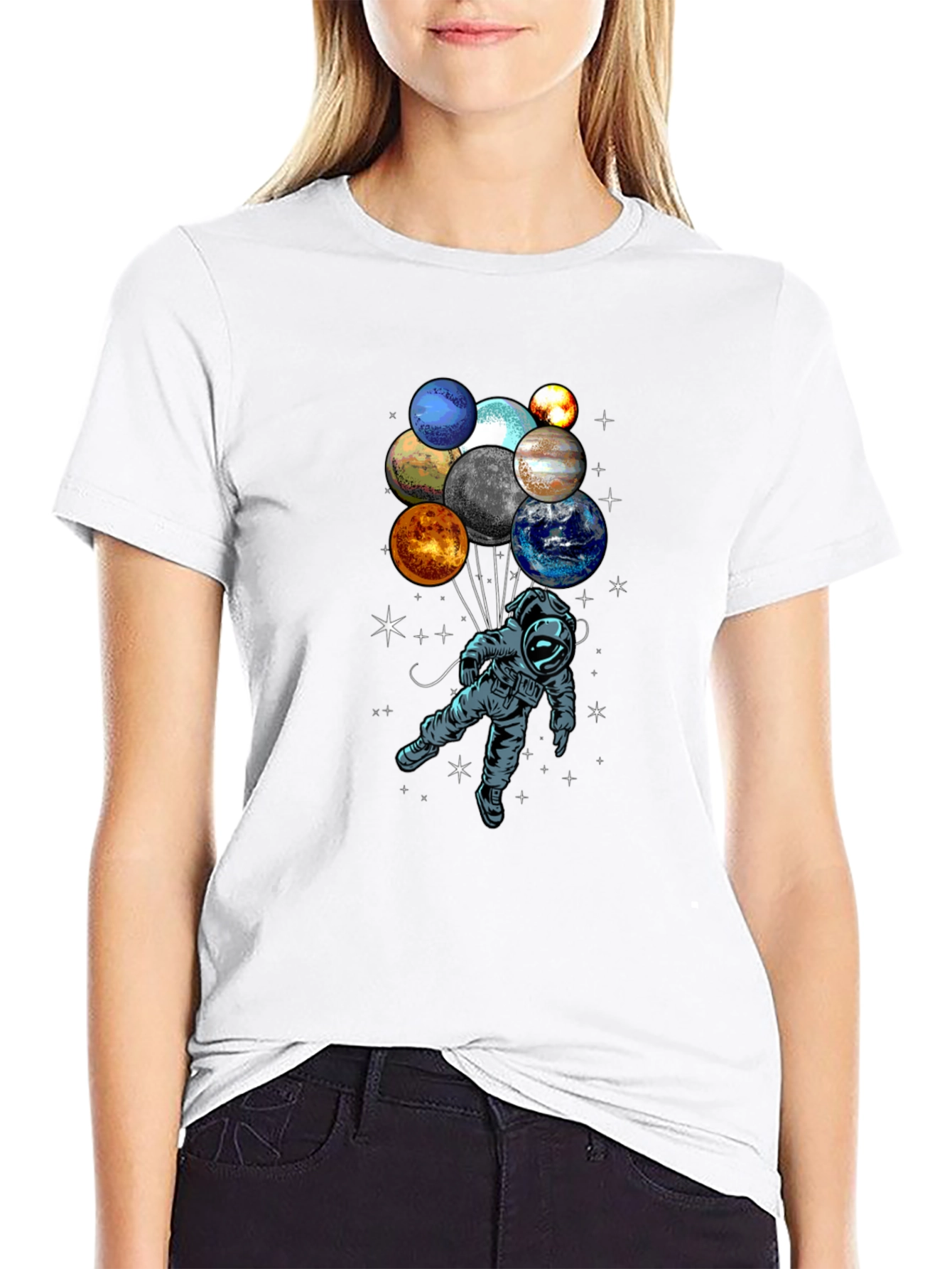 Astronaut Galaxy Planet Balloon T-Shirt