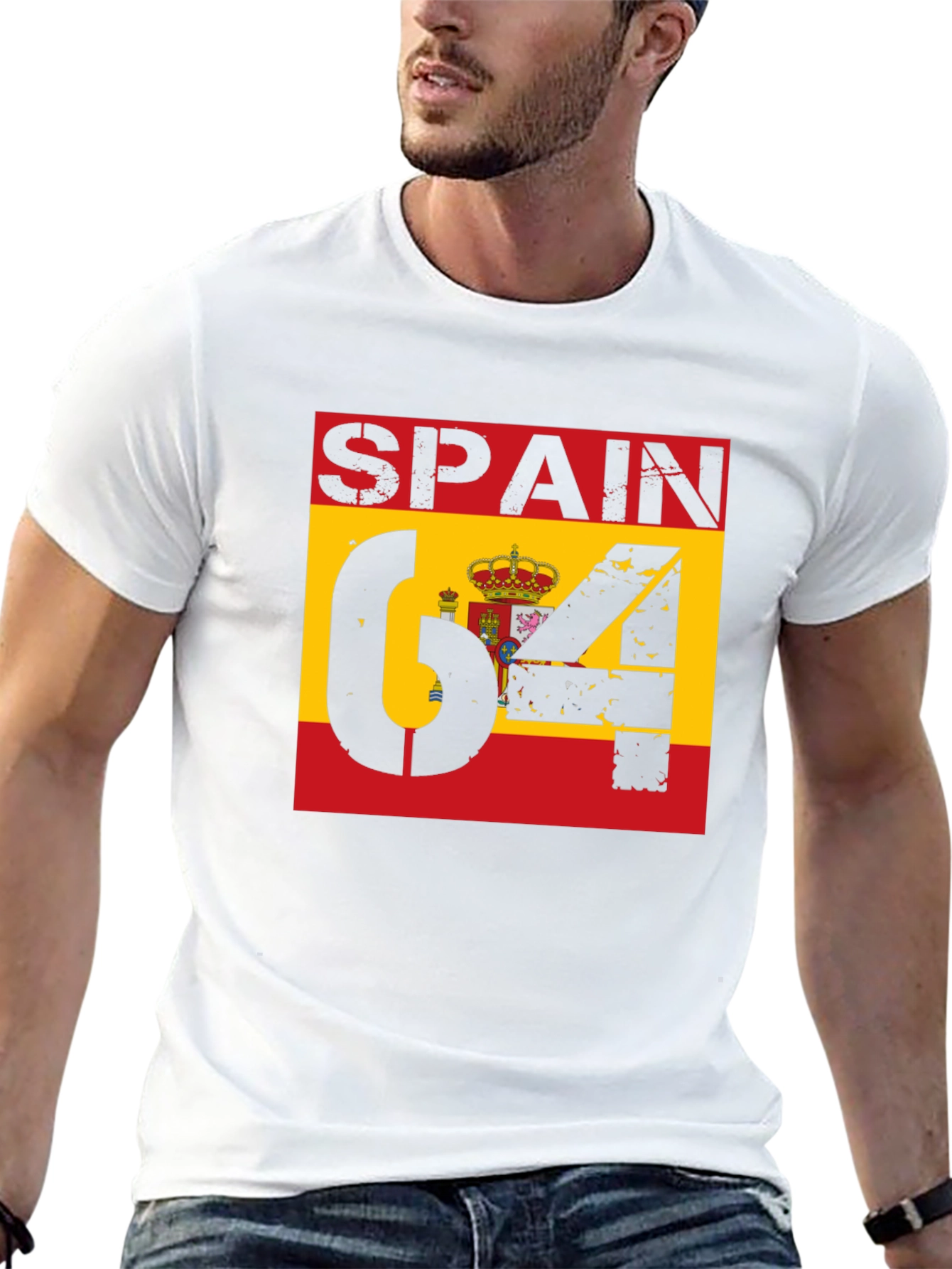 Spain Flag Graphic T-Shirt - Black