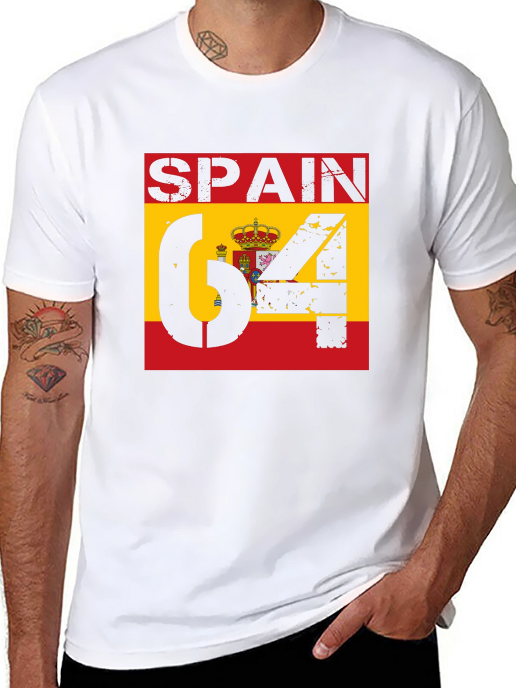 Spain Flag Graphic T-Shirt - Black