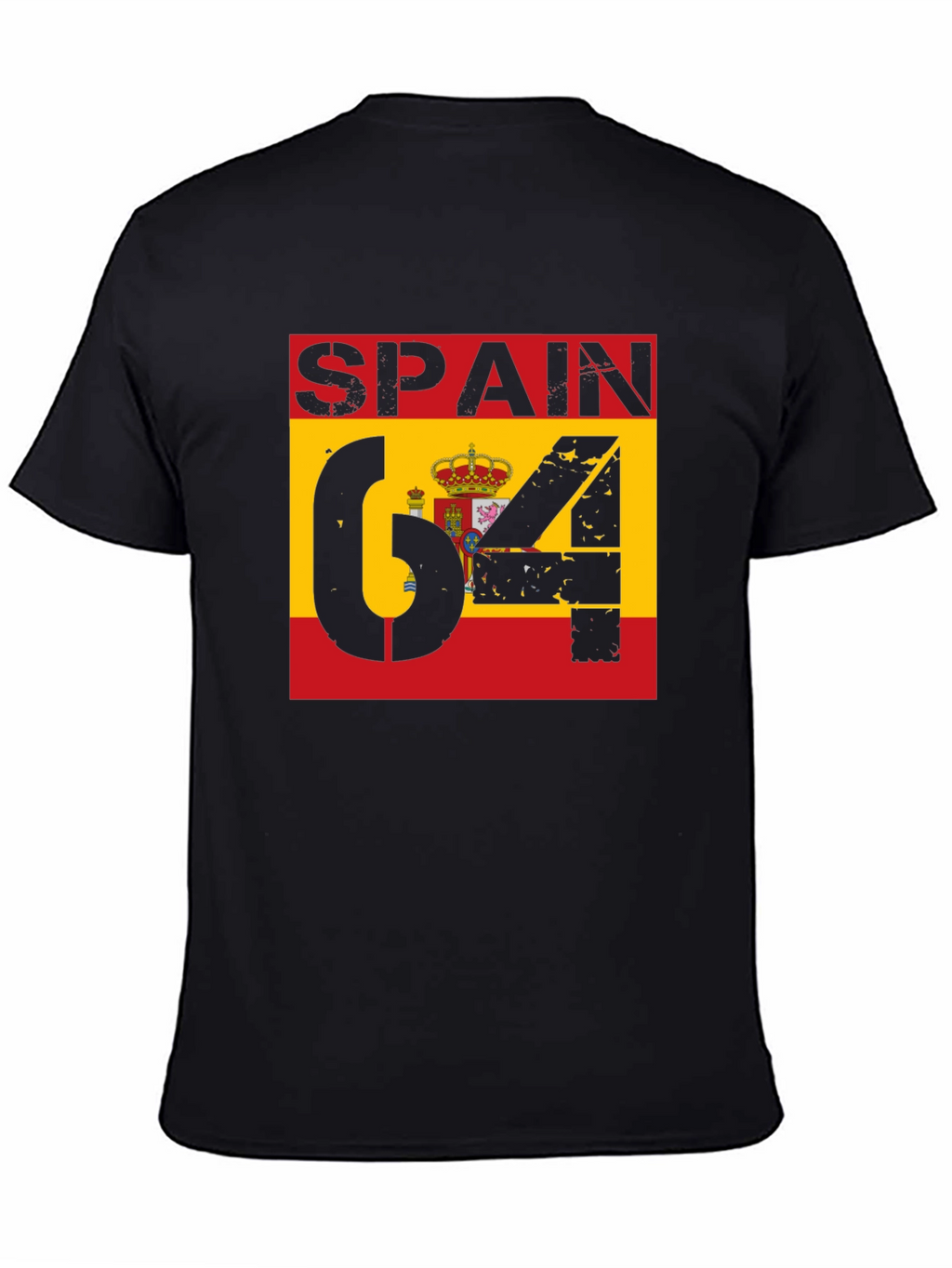 Spain Flag Graphic T-Shirt - Black