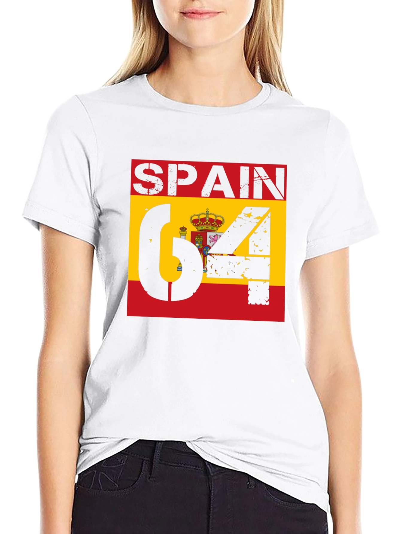 Spain Flag Graphic T-Shirt - Black