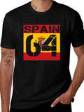Spain Flag Graphic T-Shirt - Black