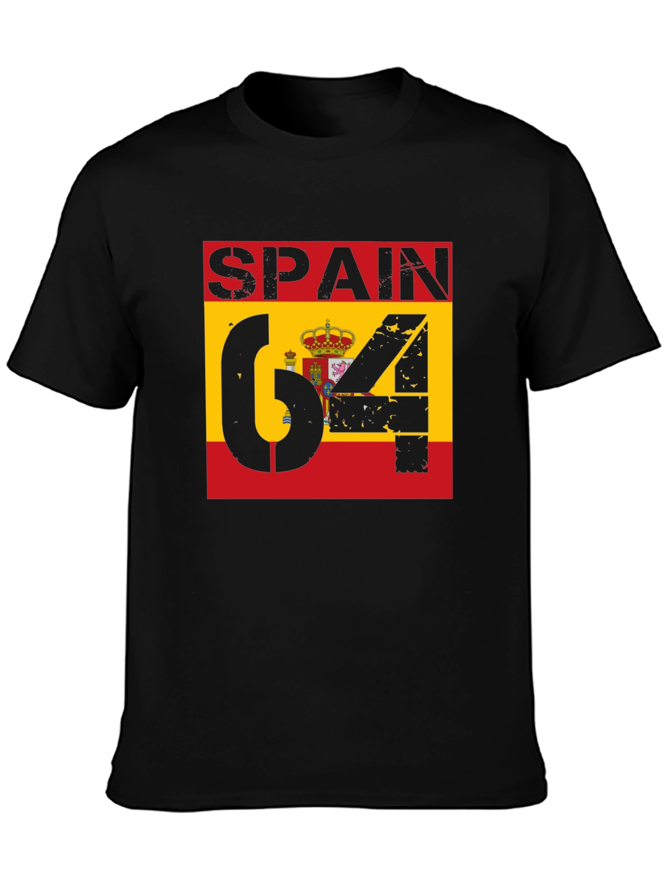 Spain Flag Graphic T-Shirt - Black