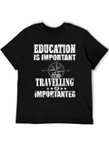 Education vs. Travel Graphic T-Shirt