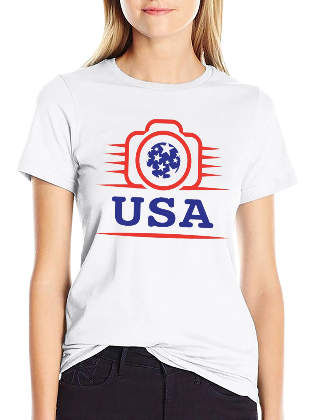 USA Camera Graphic Tee - Patriotic Style