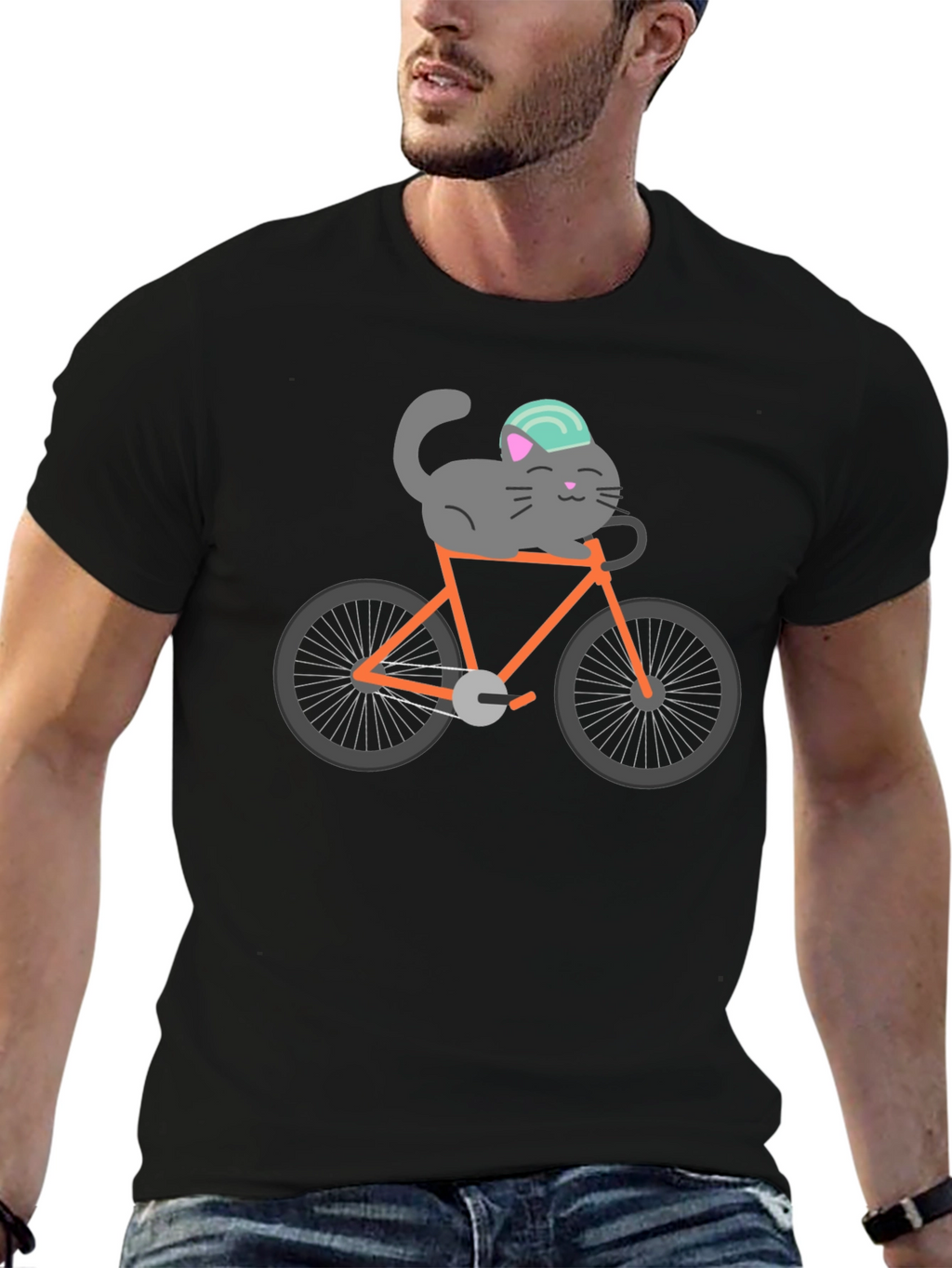 Cat on Bike Graphic Tee