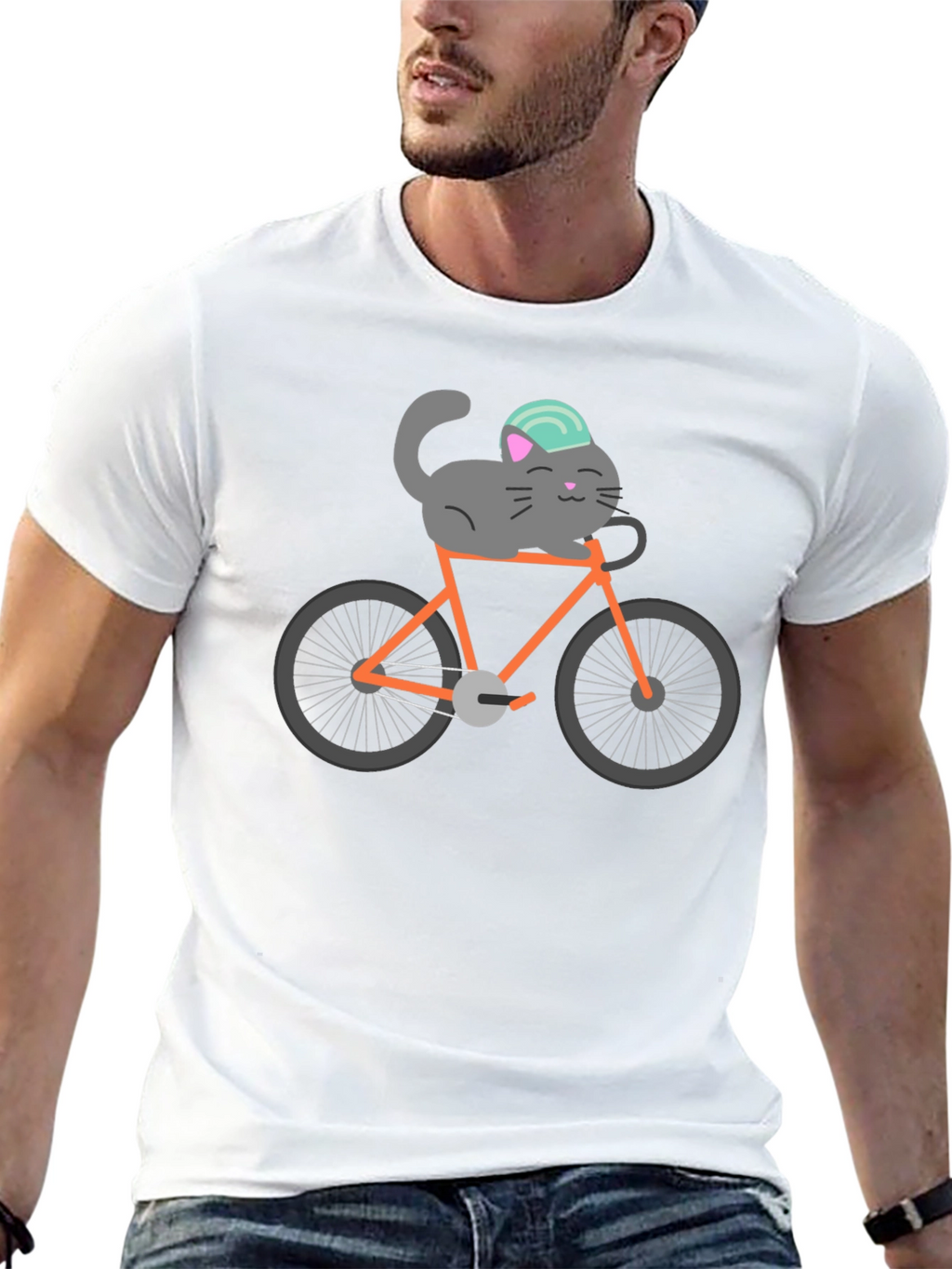 Cat on Bike Graphic Tee