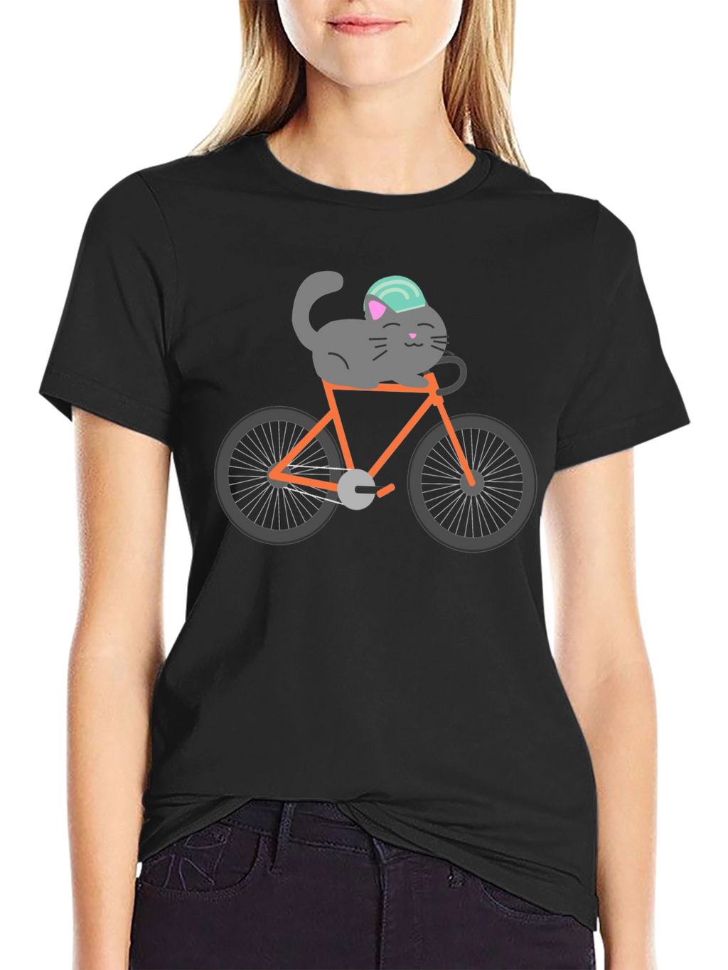 Cat on Bike Graphic Tee