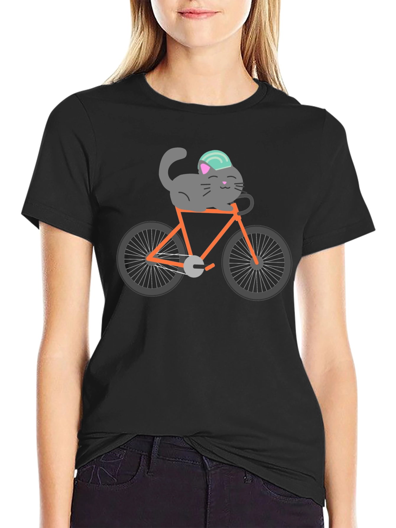 Cat on Bike Graphic Tee