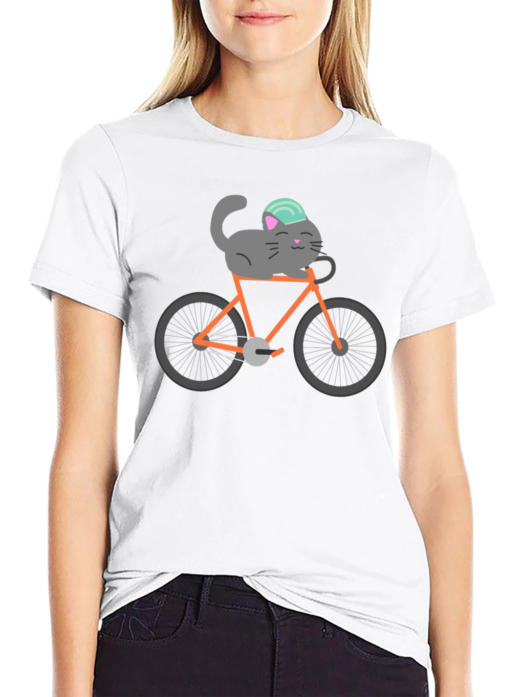 Cat on Bike Graphic Tee