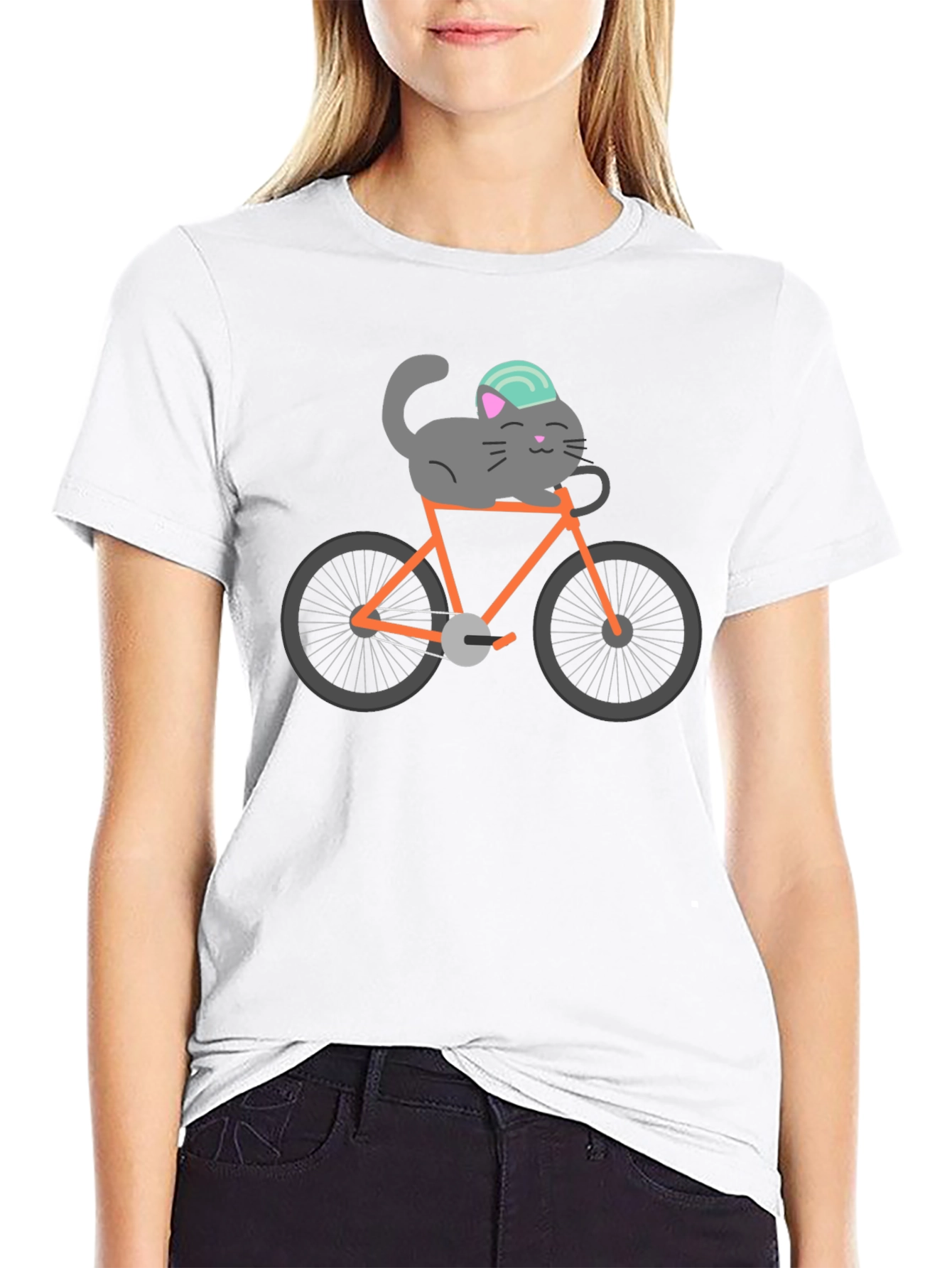 Cat on Bike Graphic Tee