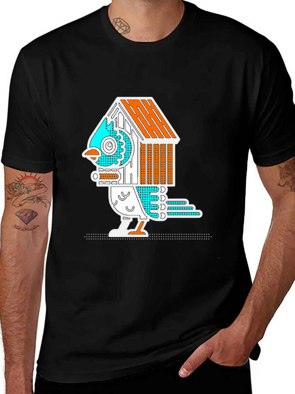 Birdhouse Bird Graphic Tee - Quirky & Unique