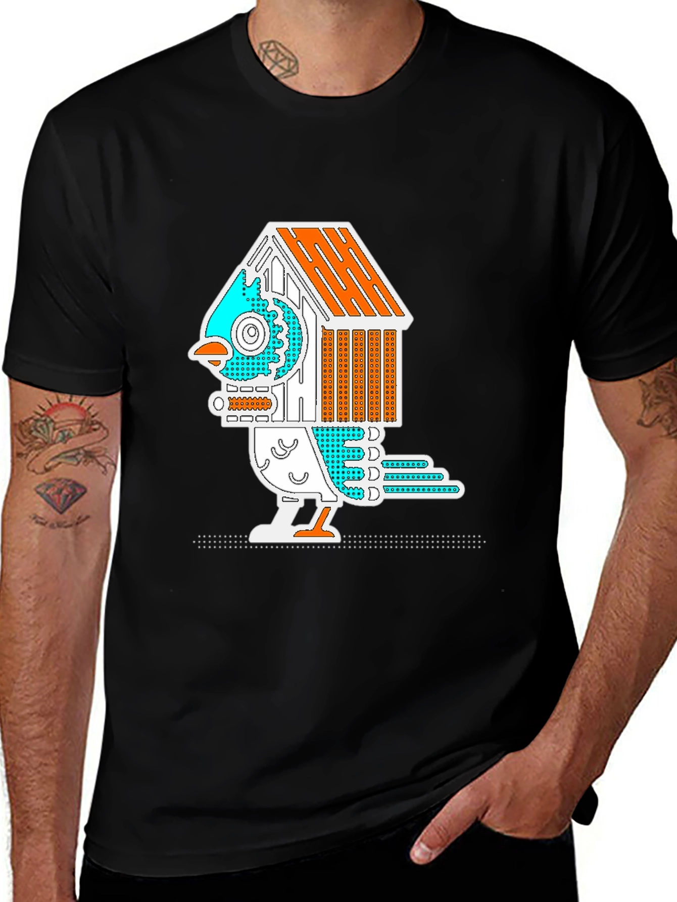 Birdhouse Bird Graphic Tee - Quirky & Unique