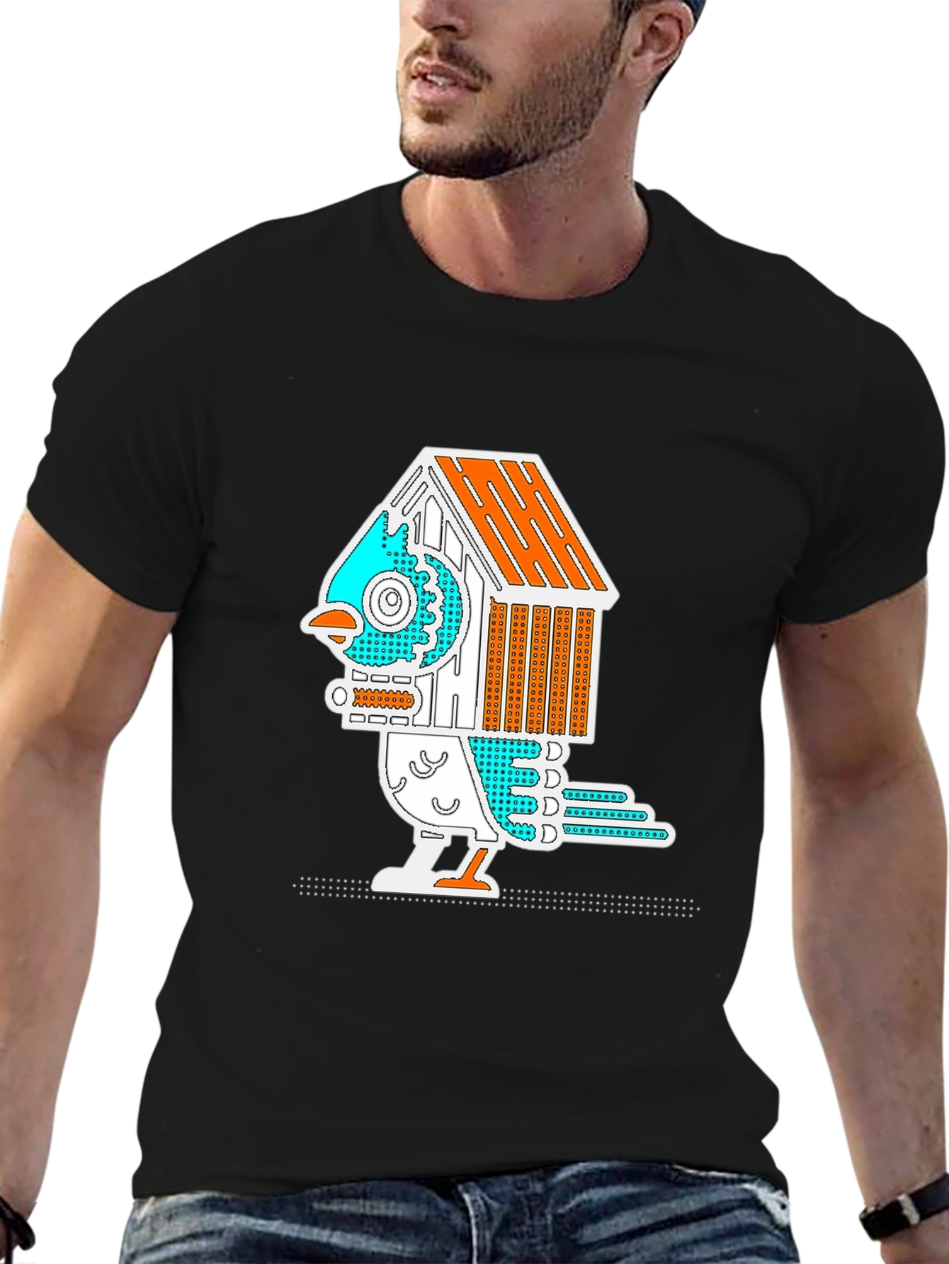Birdhouse Bird Graphic Tee - Quirky & Unique