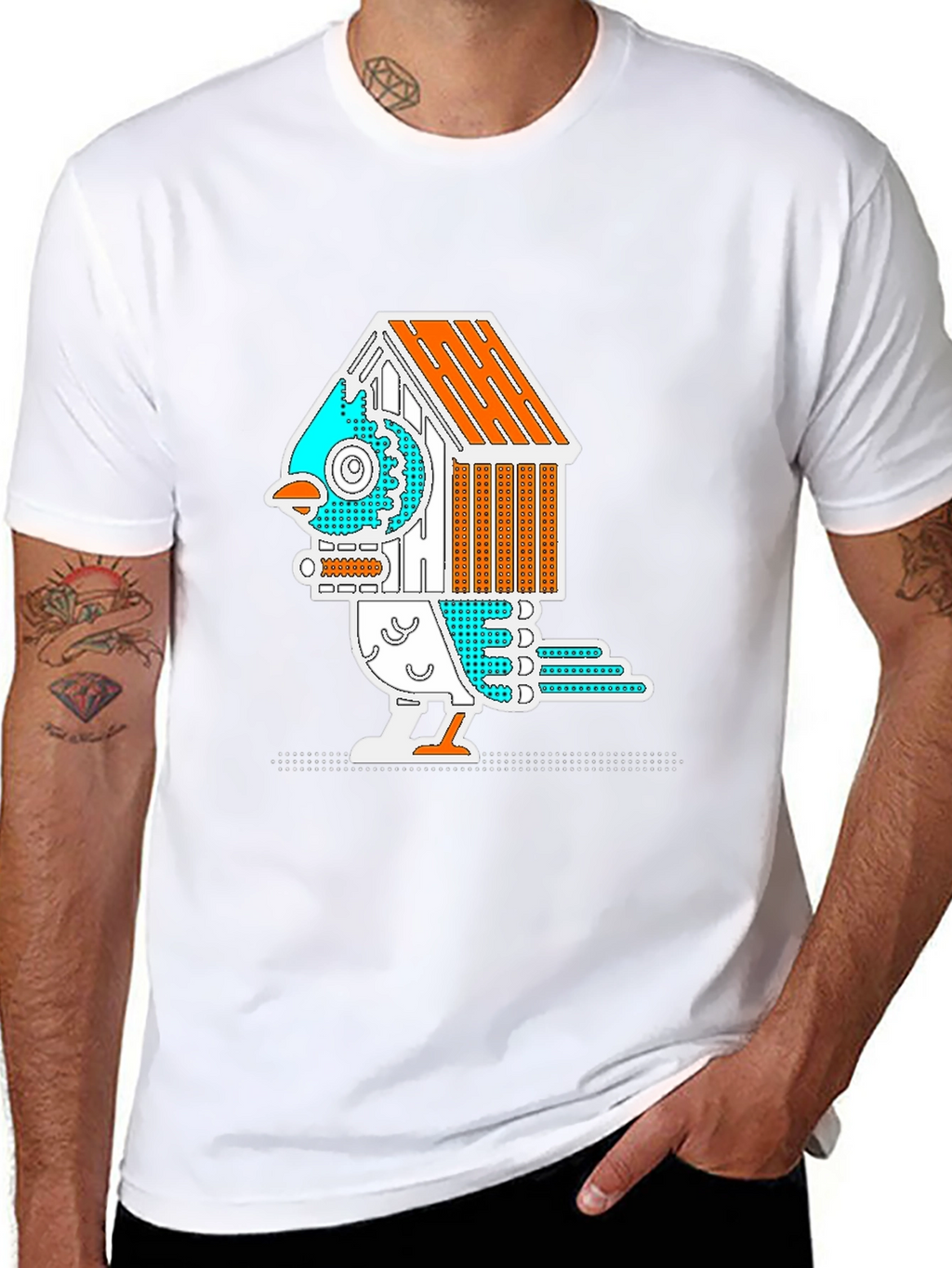 Birdhouse Bird Graphic Tee - Quirky & Unique