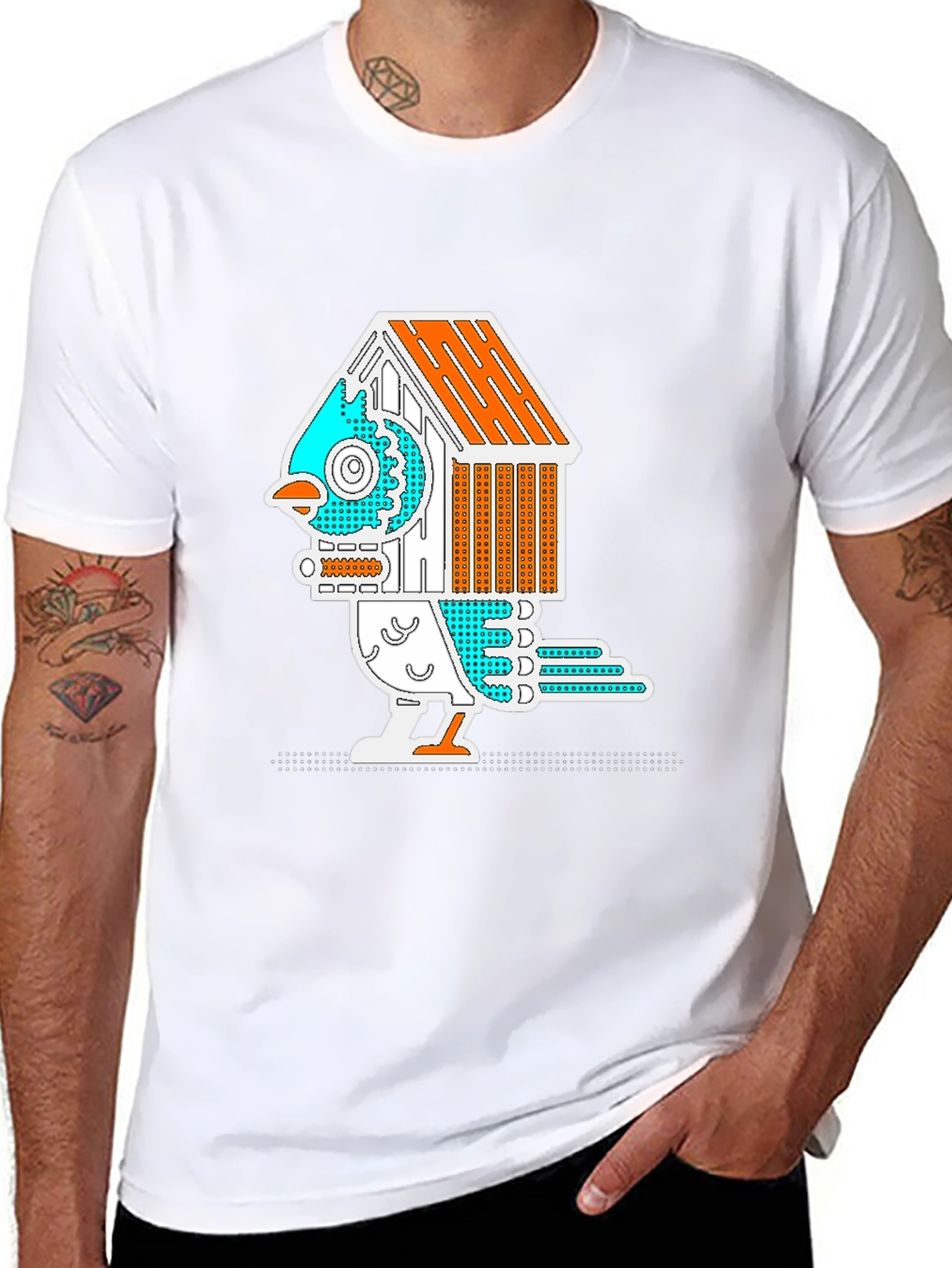 Birdhouse Bird Graphic Tee - Quirky & Unique