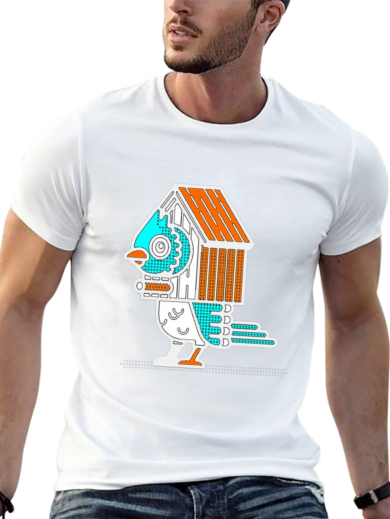 Birdhouse Bird Graphic Tee - Quirky & Unique
