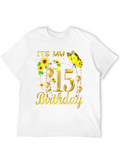 Its My 15th Birthday T-Shirt Sunflower Butterfly