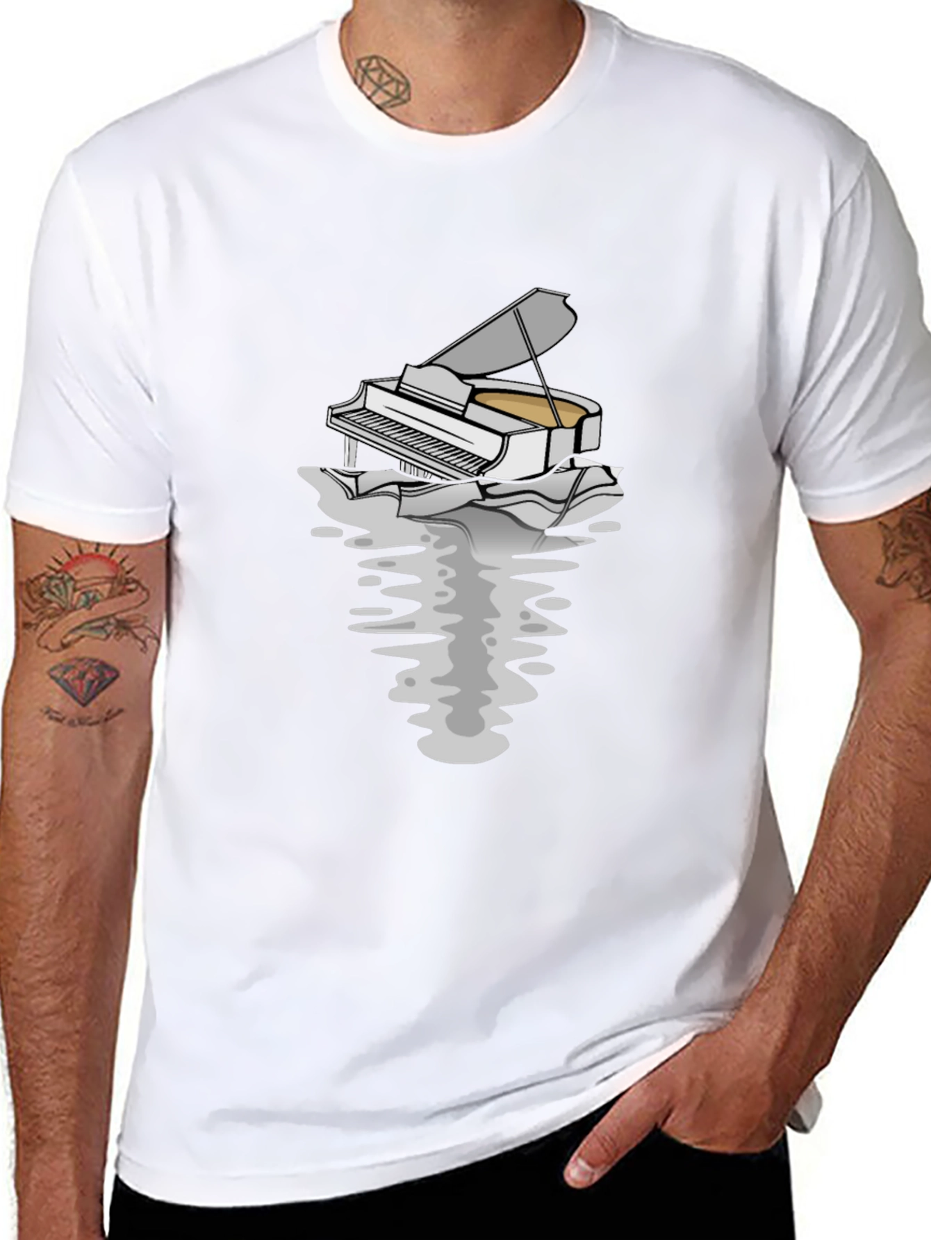 Piano Reflection Graphic Tee - Unique Musician T-Shirt
