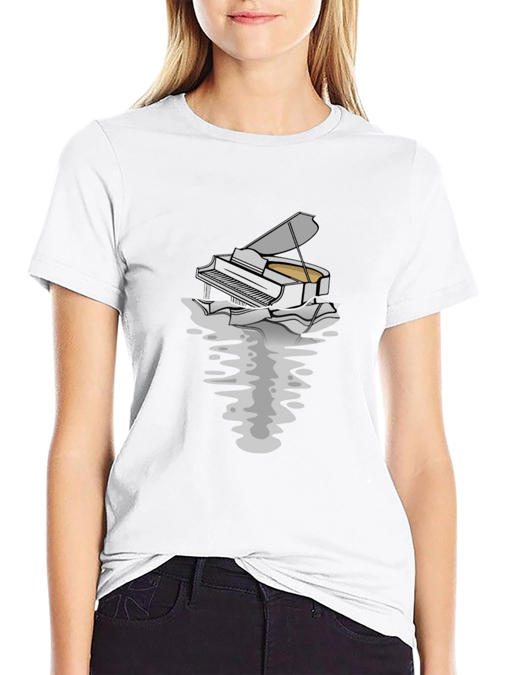 Piano Reflection Graphic Tee - Unique Musician T-Shirt
