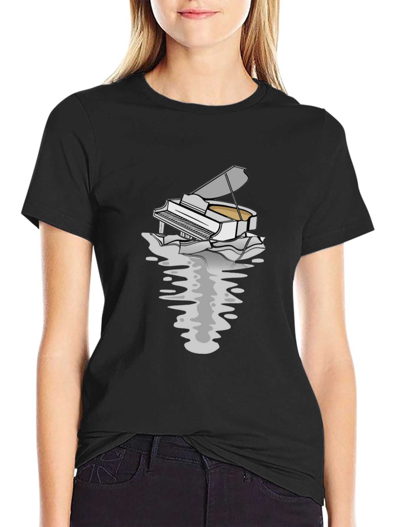 Piano Reflection Graphic Tee - Unique Musician T-Shirt