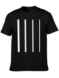 Minimalist Black T-Shirt with White Stripe Design